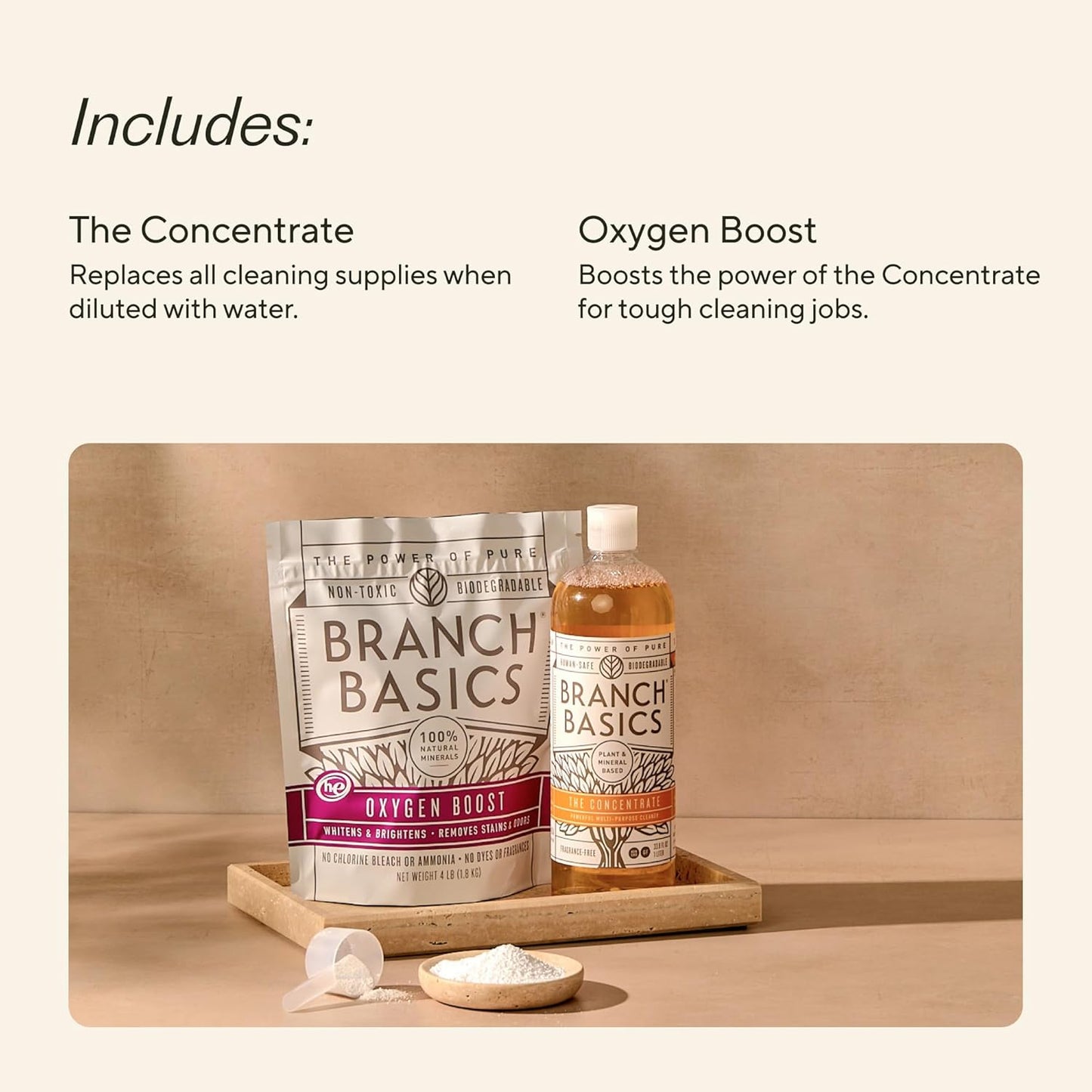 Branch Basics Concentrate + Oxygen Boost REFILL: Stain Remover and All Purpose Cleaner Duo | Bleach, Ammonia, Dye, and Fragrance Free (64 Loads, 33.8 oz Concentrate)