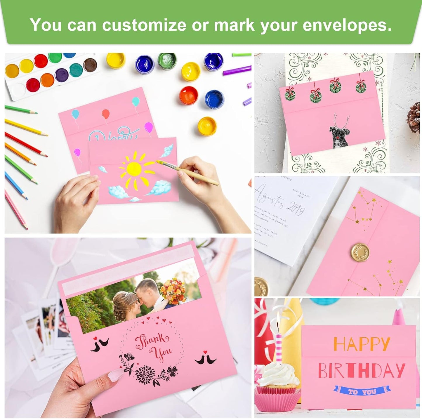 70 Packs A4 Envelope, Pink A4 Envelopes, 4x6 Photo Envelopes for Invitations, Envelopes Self Seal for Weddings, Baby Shower, Photos, Postcards, Greeting Cards, Mailing