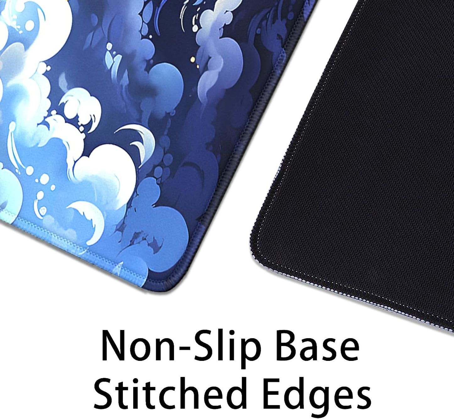 Blue Clouds Mouse Pad,Extended Stars Sky Dark Blue Clouds Mousepad Desk Pad with Stitched Edges,Non-Slip Waterproof Rubber Base Mouse Mat for Office Computer Keyboard Laptop Home(27.5x11.8 in)