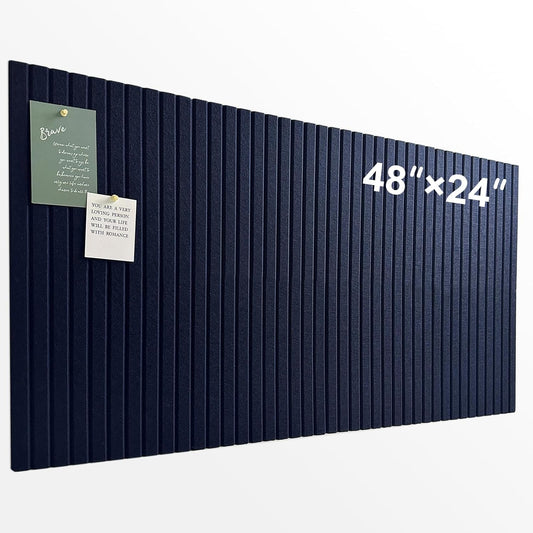 Large Cork Board for Office,8 Pack Felt Wall Tiles with Slat Wall Paneling,Felt Bulletin Board Pin Board Cork Boards for Walls - Dark Blue