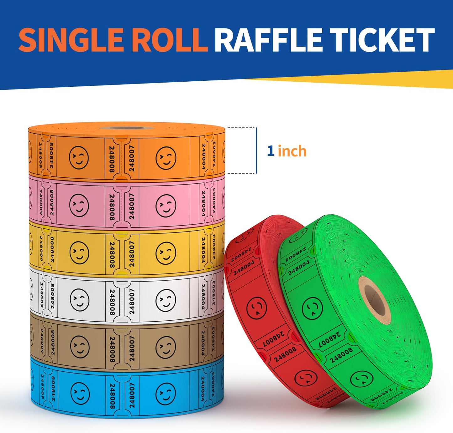 Methdic 1000 Smile Raffle Tickets Green, Single Roll, Ticket for Events, Entry, Class Reward, Fundraiser & Prizes
