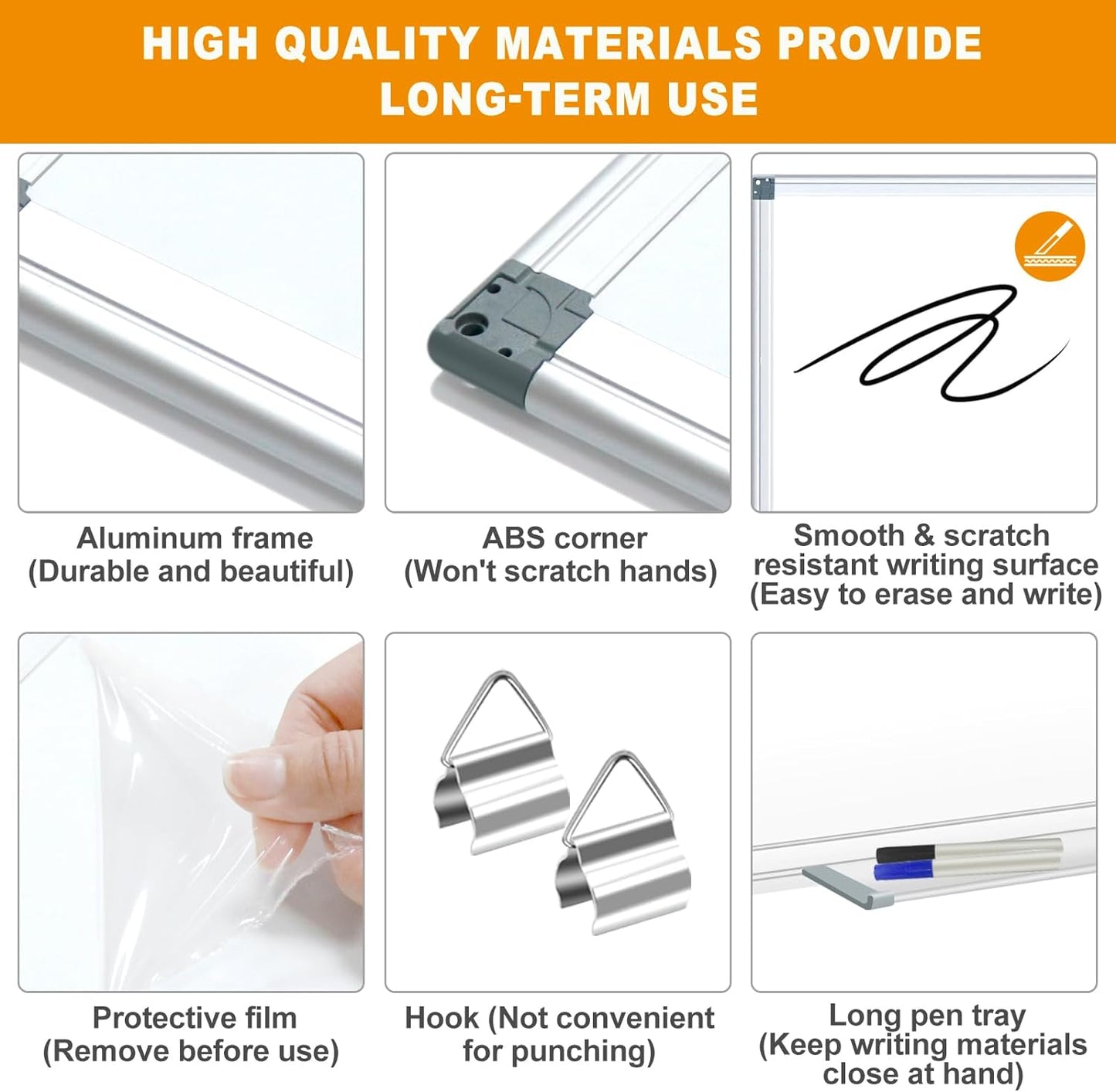 H-Qprobd 5' x 4' Dry Erase Board for Wall 60" x 48" (2 Pack) Magnetic Presentation Whiteboard with Long Pen Tray, Wall-Mounted White Boards Large Whiteboard Including 8 Markers, 16 Magnets, 2 Erasers