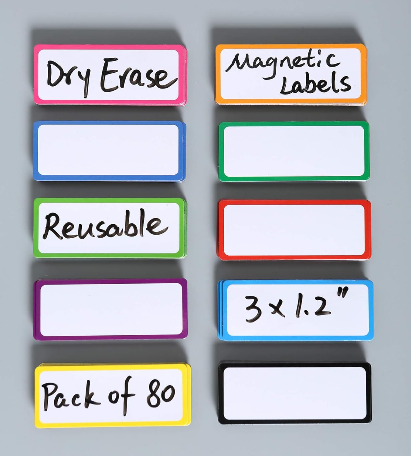 Dry Erase Magnetic Labels: 80PCS, 3x1.2”, Magnetic Name Tags Plates for School Classroom & Office, Reusable Name Magnets for Whiteboards, Lockers, Iron Shelf & Fridge