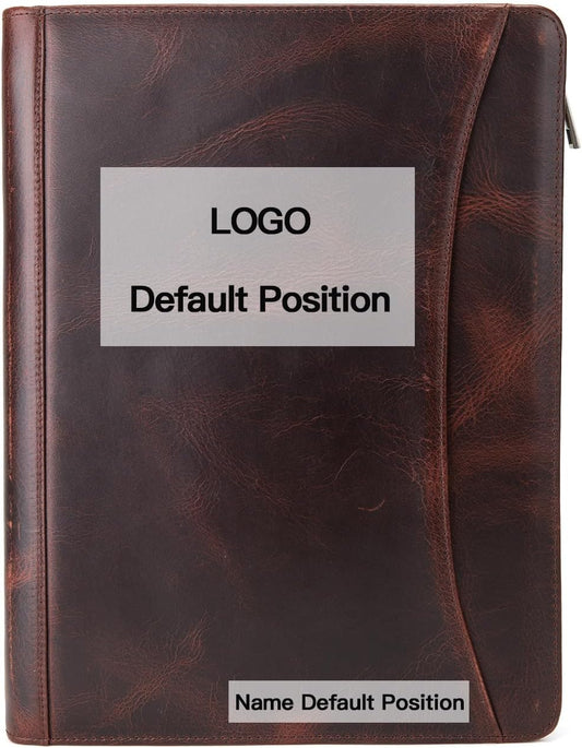 Personalized 3 Ring Binder Genuine Leather Portfolio, Front Pocket, Custom Engraved 8.5 x 11 Legal Pad Laptop Organizer for Men Women, Zippered Business Work Padfolio, Dark Brown, Oil Tanned