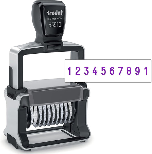 Rubber Stamp Creation Heavy Duty Numberer, 10 Digit Self-Inking Numbering Stamp 5mm Character Height Purple