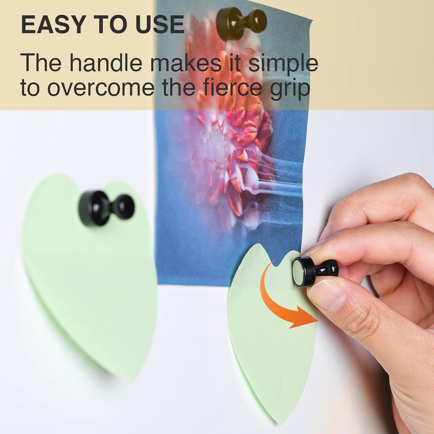 MIKEDE 30Pcs Fridge Magnets, Refrigerator Magnets Strong for Pictures, Neodymium Magnetic Push Pin Magnet Heavy Duty for Whiteboard, Office, Classroom, Locker, Whiteboard and Map Magnet