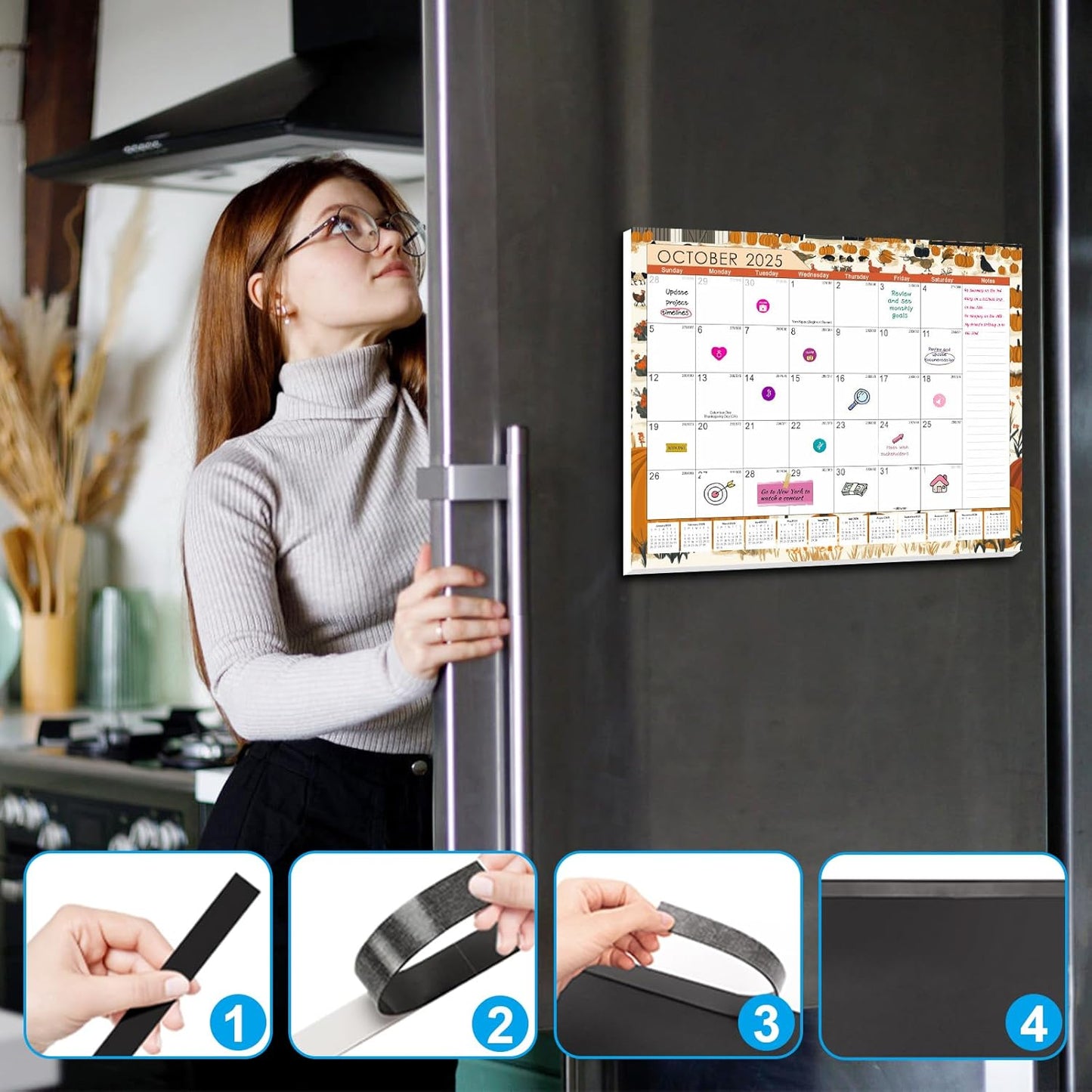 Gannyfer Desk Calendar 2025-2026, 18 Months Fridge Calendar - Large 14" x 11" Desktop/Wall Monthly Calendar, July 2025 - Dec 2026, Personal Planner for Home, School, Office(3 Stickers)