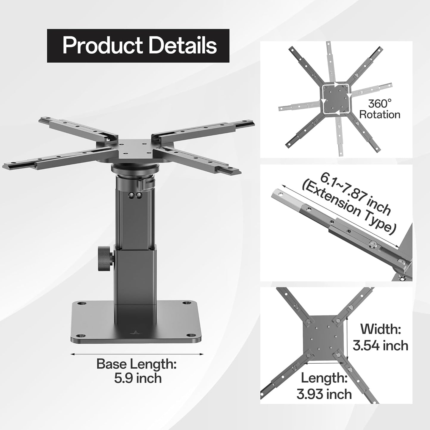 Large Projector Ceiling Mount with Adjustable Height and Extendable Arms, Projector Stand for Engineering Projectors, for Patio Outdoor/Indoor/Office/Livingroom- Dark Gray
