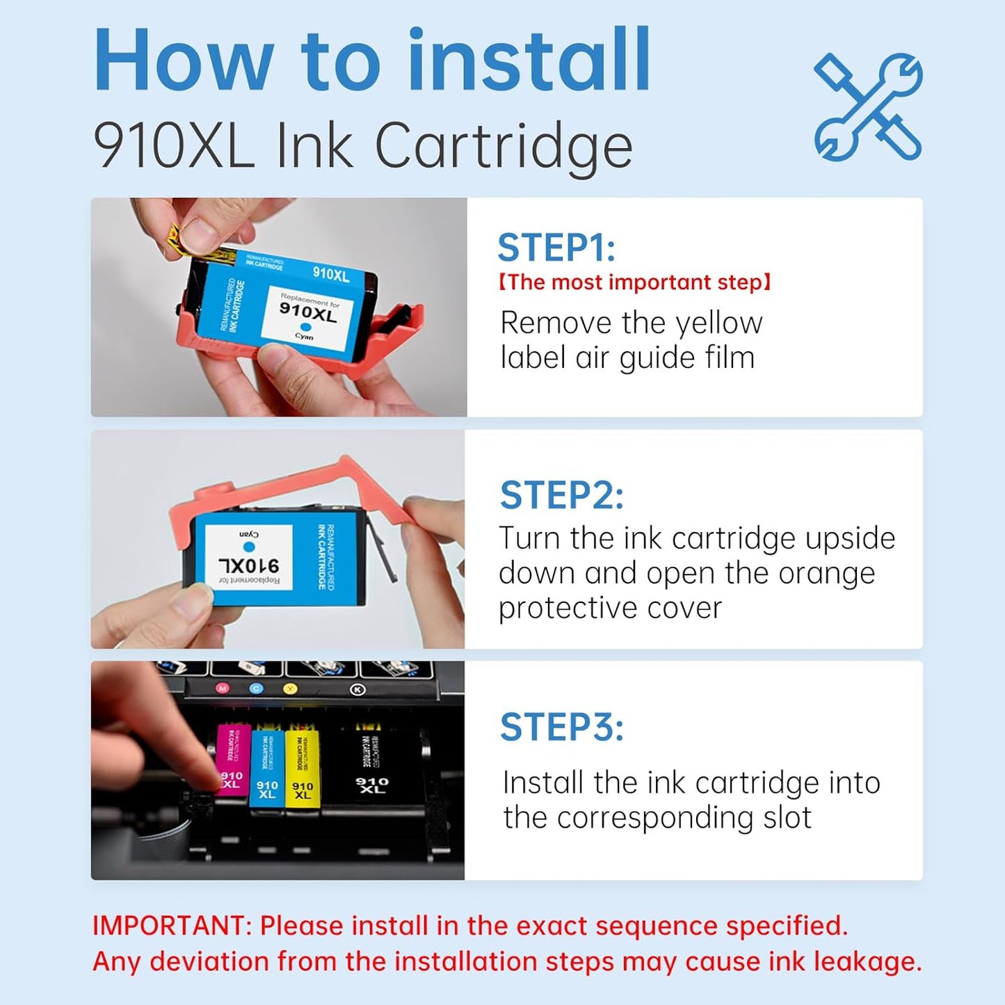 910 XL 910XL Ink Cartridges Combo Pack High Yield Replacement for HP 910XL Ink Cartridges for OfficeJet 8015e 8010 OfficeJet Pro 8025e 8020 8028e, 4-Pack