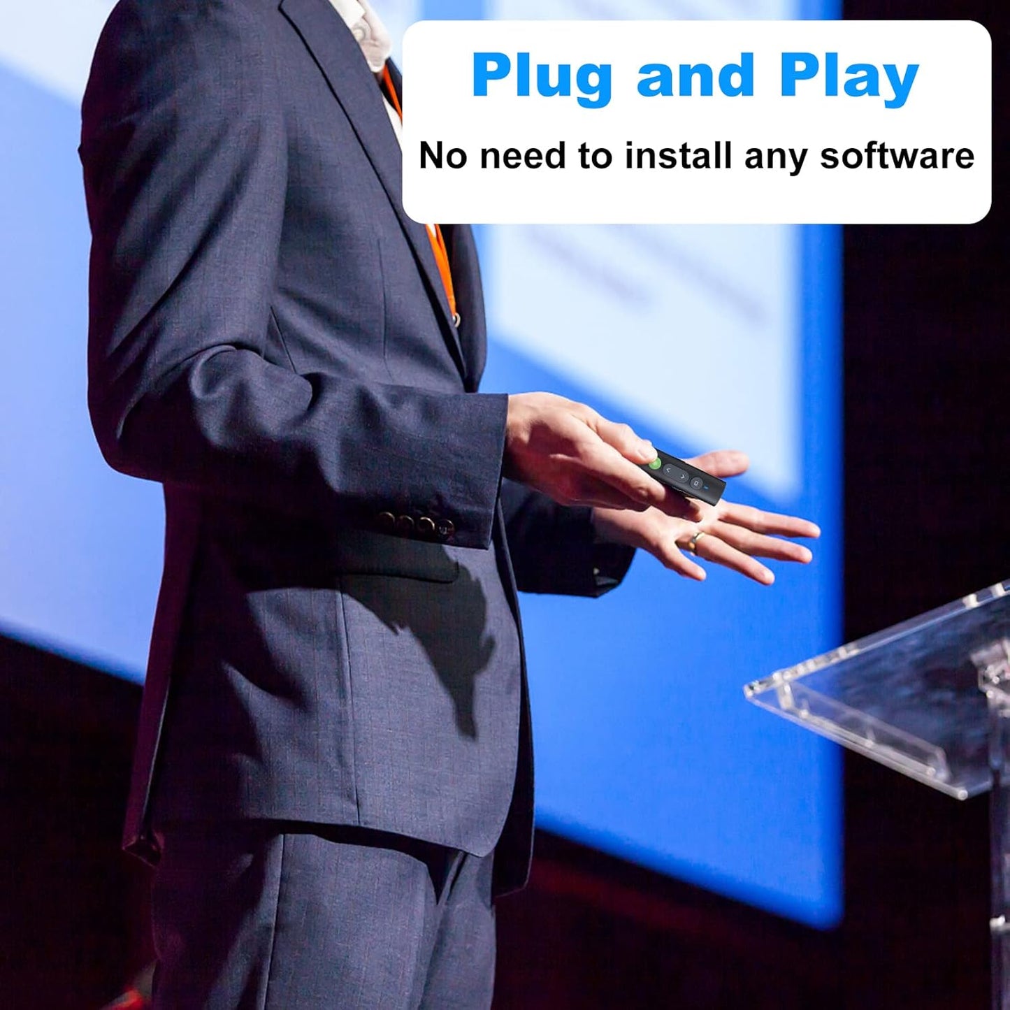 Rechargeable Presentation Clicker for PowerPoint Green Light Pointer, USB-A/USB-C Wireless Presenter Remote, Google Slide Advancer Smart Board Slideshow PPT Clicker for Mac/Laptop/Computer/Office