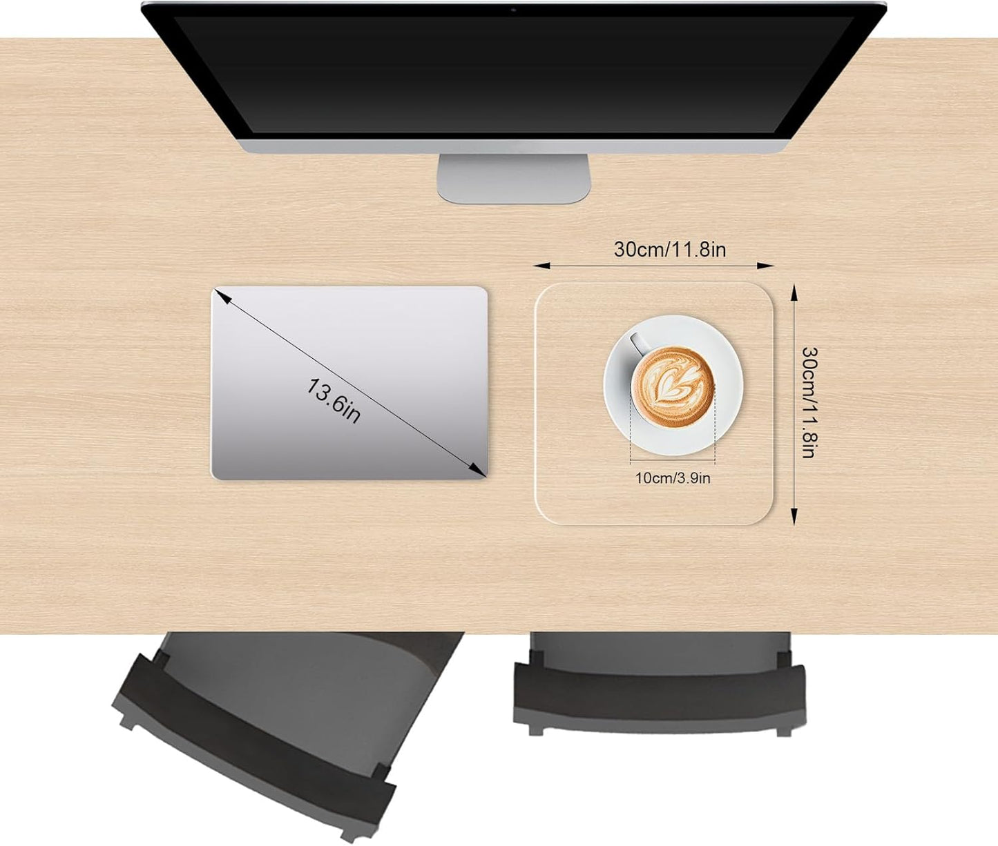 Clear Desk Mat, Non-Slip PVC Desk Protector Mat with Round Edge, Heat Resistant & Waterproof Clear Desk Writing Mat for Home and Office (11.8''*11.8'')