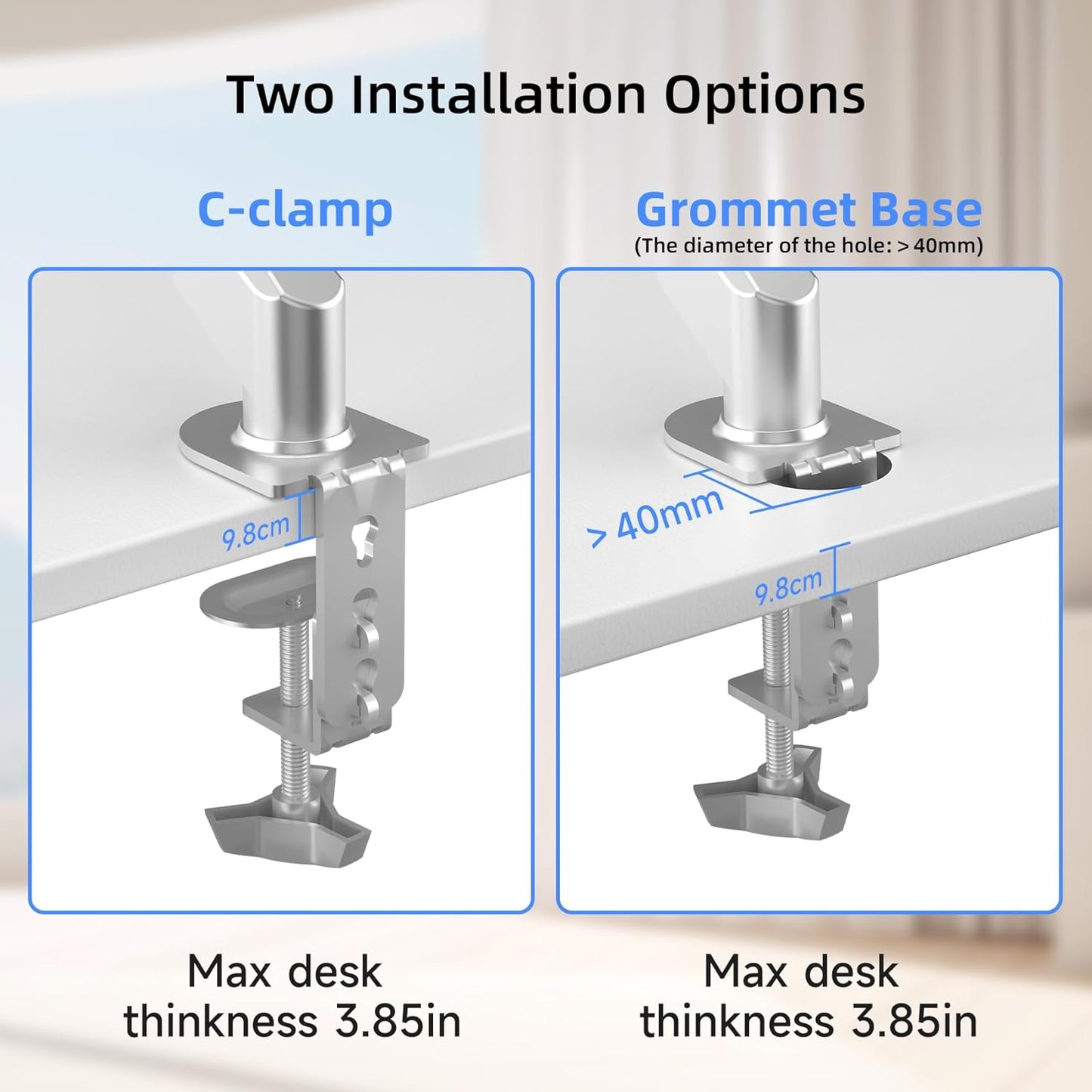 Suptek Ultrawide Monitor Arm Mount for 17 to 49 Inch Heavy Duty Curved Screen,Holds 46.2 lbs,Adjustable Gas Spring Monitor Arm Desk Mount Stand,75/100 Vesa Mount,Silver(MD71LS)