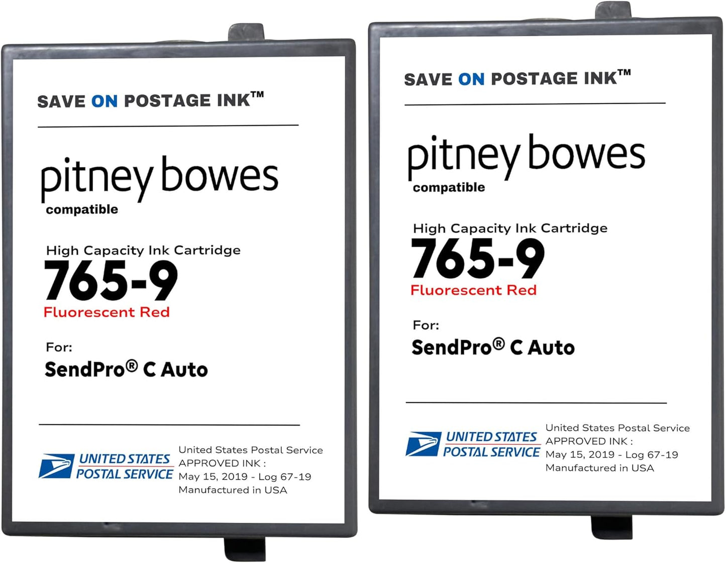 Save On Postage Ink 765-9 Compatible PB 765-9 SendPro MailStation Postage Meter Ink - Compatible PB Postage Meter Ink Cartridge for DM 300c, 400c, 450c and 475c | 2 Pack