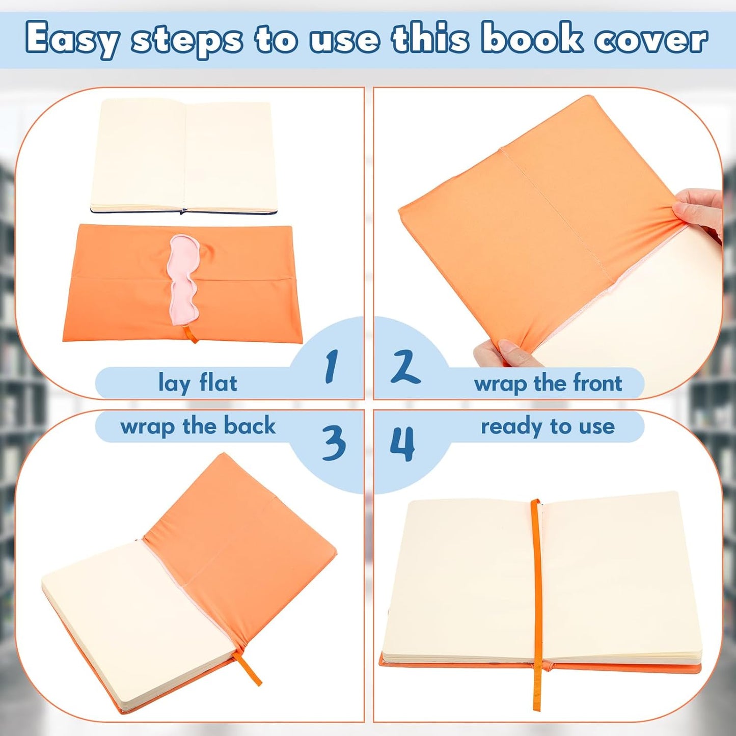 PerKoop 12 Pcs Jumbo Book Covers Stretchable Fabric School Book Protector Reusable Washable Cover Protector for Most Hardcover Textbooks(Vivid Colors,6 x 9 Inch)