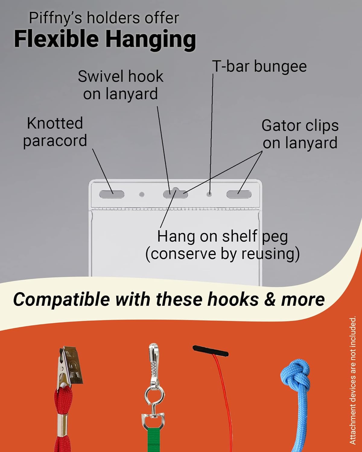 Clear ID Holder for Lanyard - ID Card Holder Waterproof (Inches, 4 x 3 Horizontal 100 Pack)