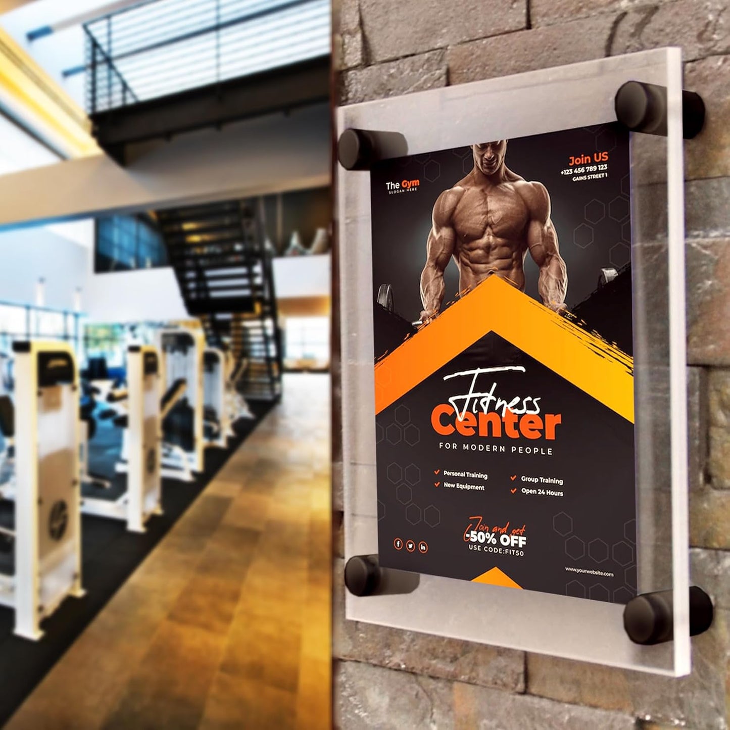 Azar Displays 105510-BLK Acrylic Floating Double Panel Wall Frame,11" x 14" Graphic Size, Overall Frame Size: 15" x 18", Black