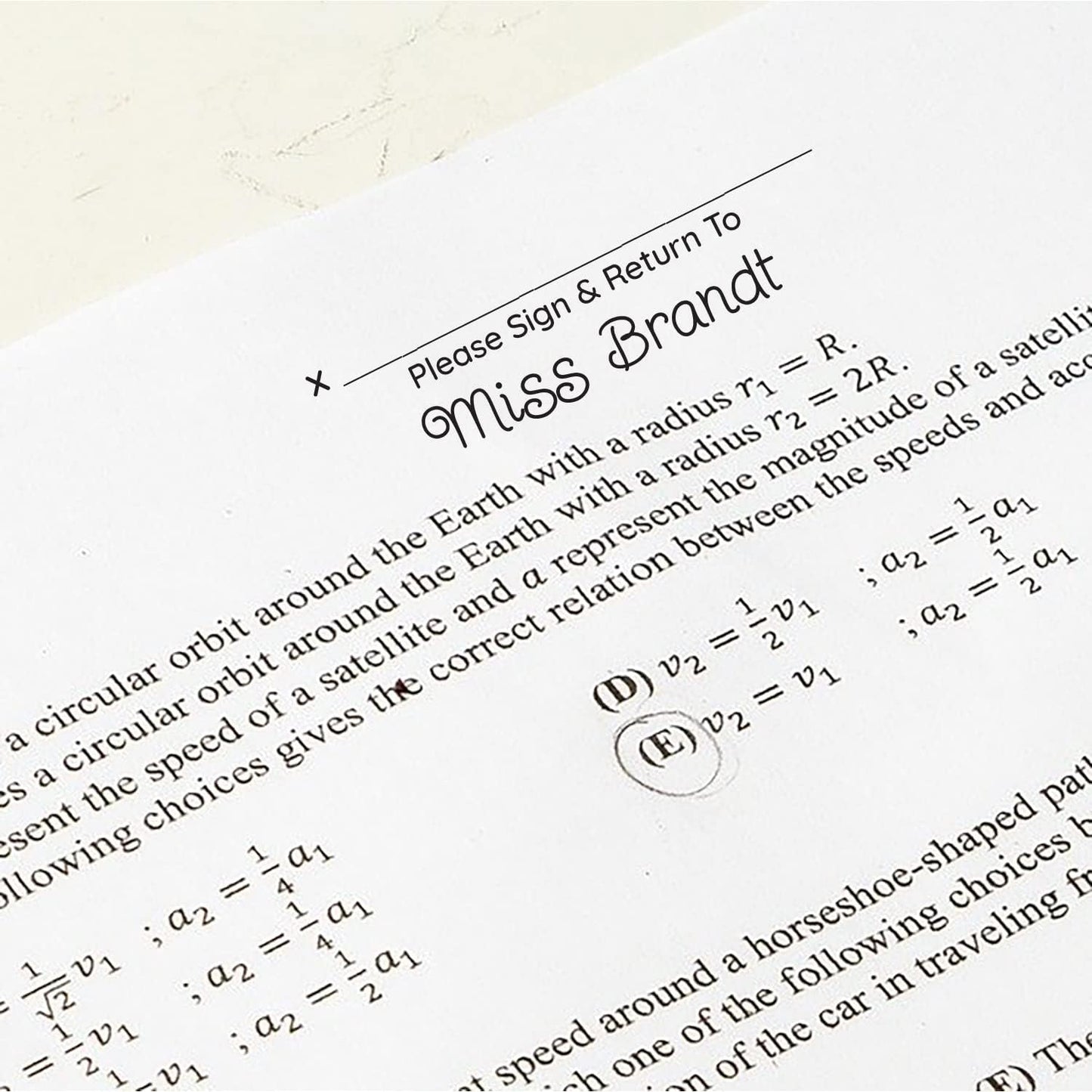 Personalized Sign and Return Teacher Stamp / 2000 Plus Self Inking Homework Signature Stamper/Custom Script Black Imprint/Made in USA