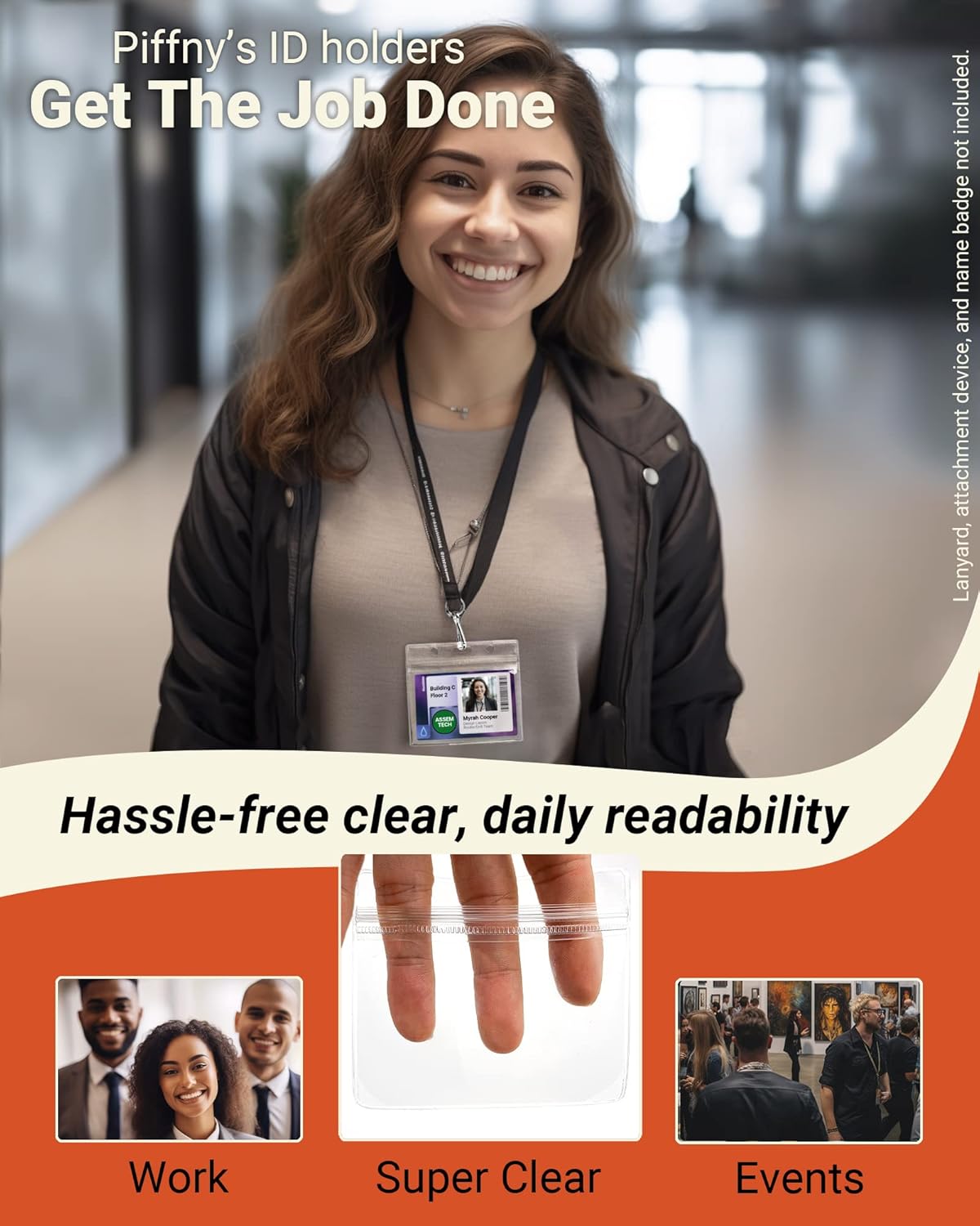 Clear ID Holder for Lanyard - ID Card Holder Waterproof (Inches, 3.5 x 2.25 Horizontal 12 Pack)