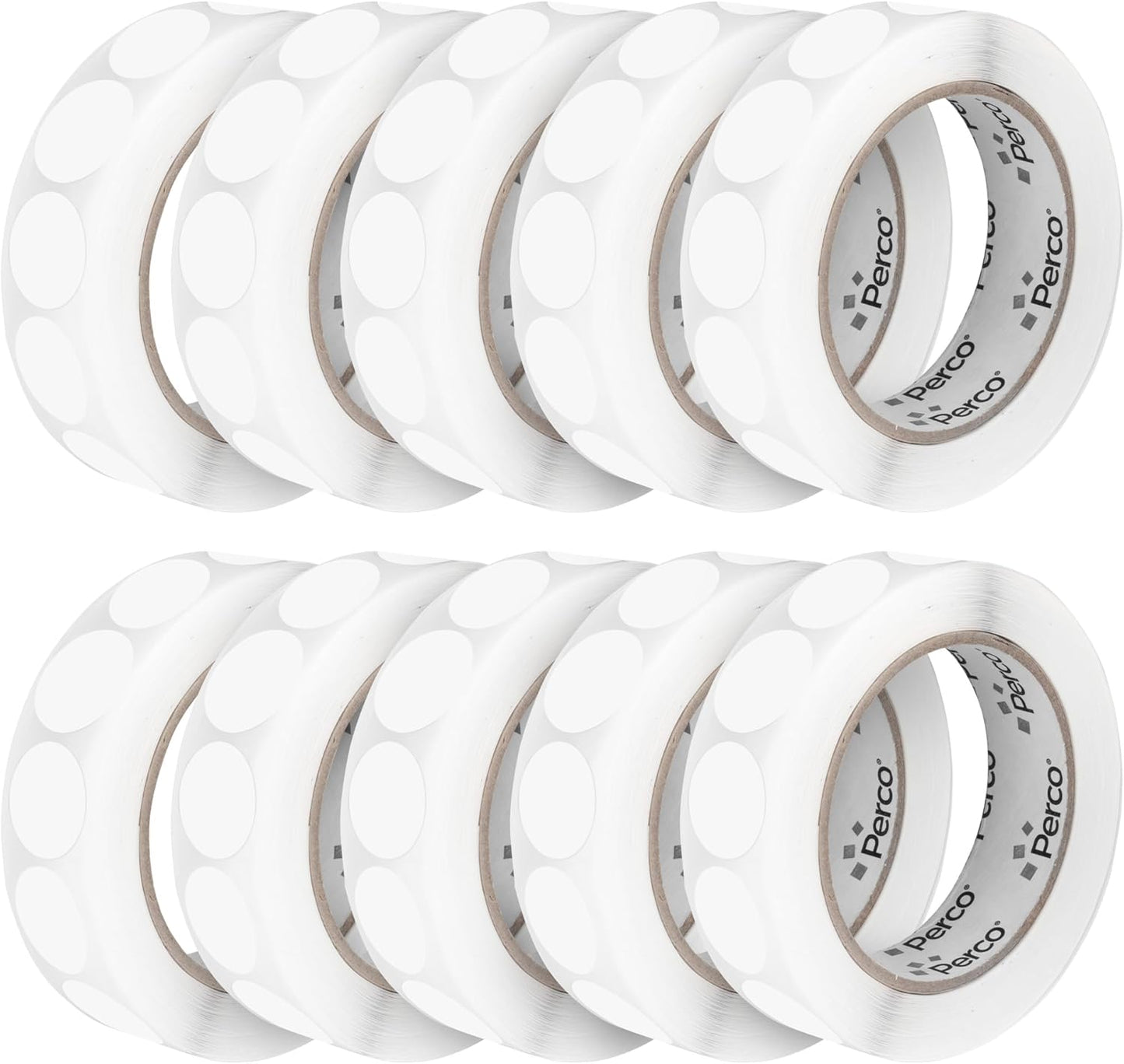 Perco Clear 1-Inch Perforated Circle Dot Sticker Labels — 10 Rolls, 10,000 Round Stickers — with Permanent Adhesive for Inventory Management, Color Coding, Garage Sales, Crafts—Made in USA