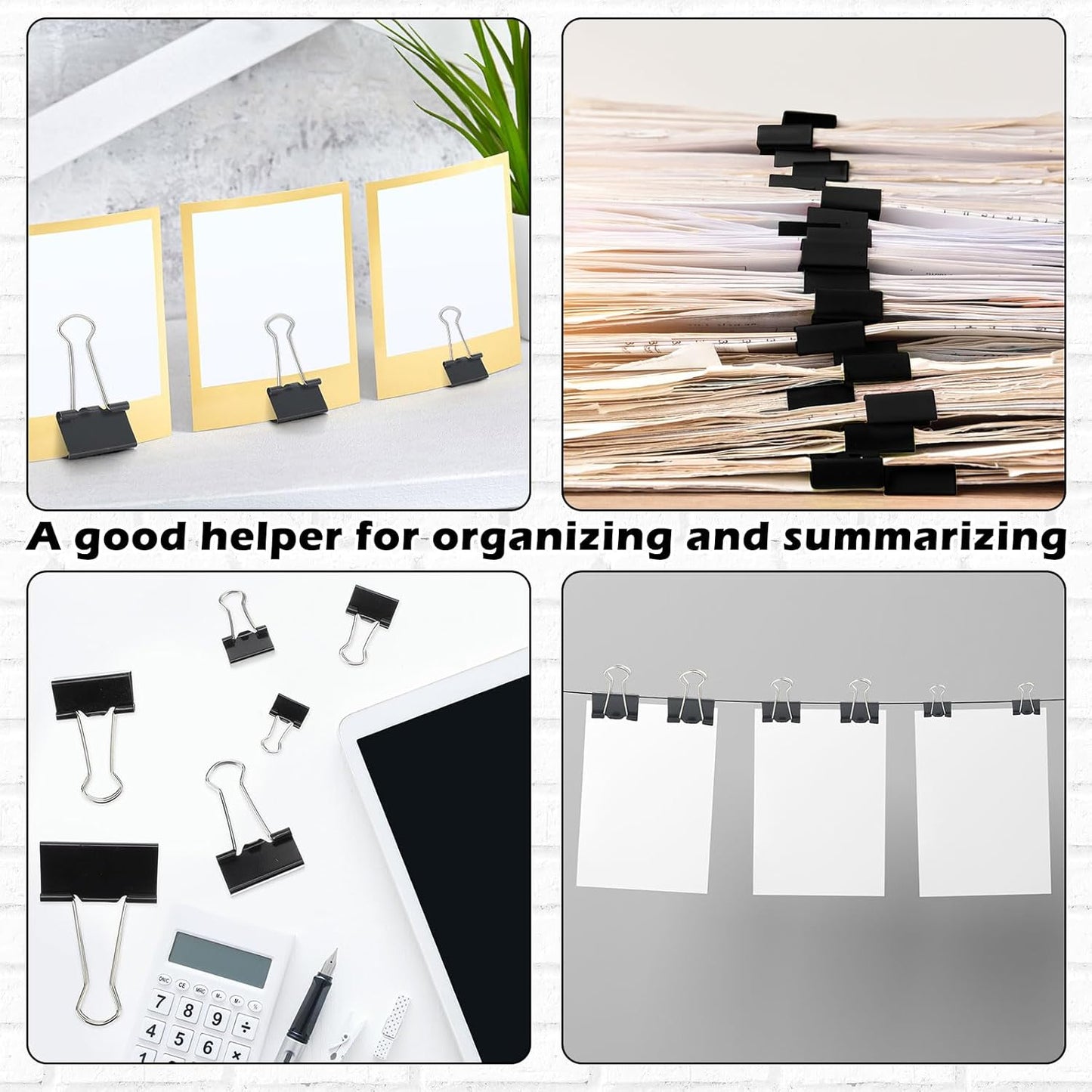 Yexiya 640 Pcs Binder Clips Paper Clamps Assorted Sizes Black, Metal Paper Binder Clips Combination Black Binding Paperwork Clamp Bulk 6 Sizes with Box School Teachers Office Supplies