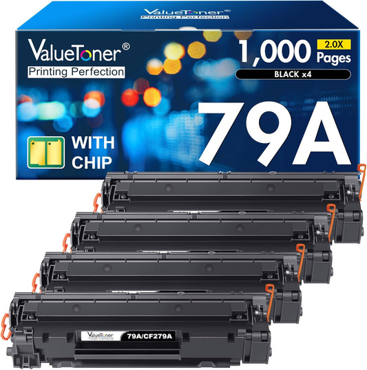Valuetoner Compatible Toner Cartridges Replacement for HP 79A CF279A Work for Laserjet Pro M12, M12a, M12w, MFP M26, MFP M26a, MFP M26nw (4-Pack)
