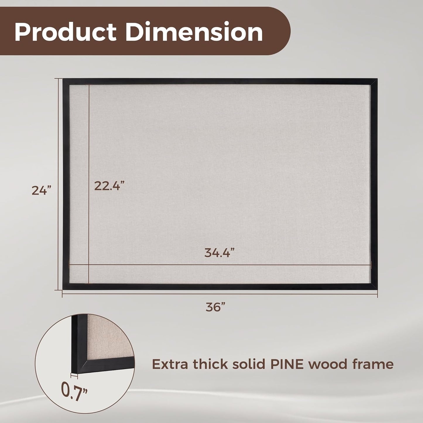 Fun Memories Cork Board Bulletin Board for Office, 24" x 36" Pine Wooden Framed Corkboard, Wall Mounted Notice Pin Board for School Home & Office, Black