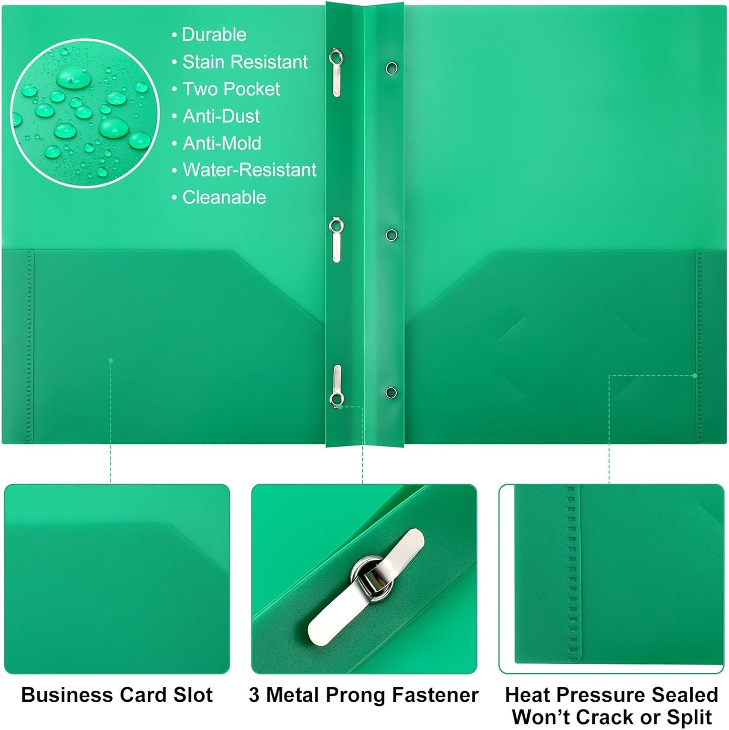 Patelai 48 Pcs Plastic Folders with 2 Pockets and 3 Prongs Home Folders with Card Slot Letter Size Heavy Duty Report Covers for Back to School(Cute Color,Classic)