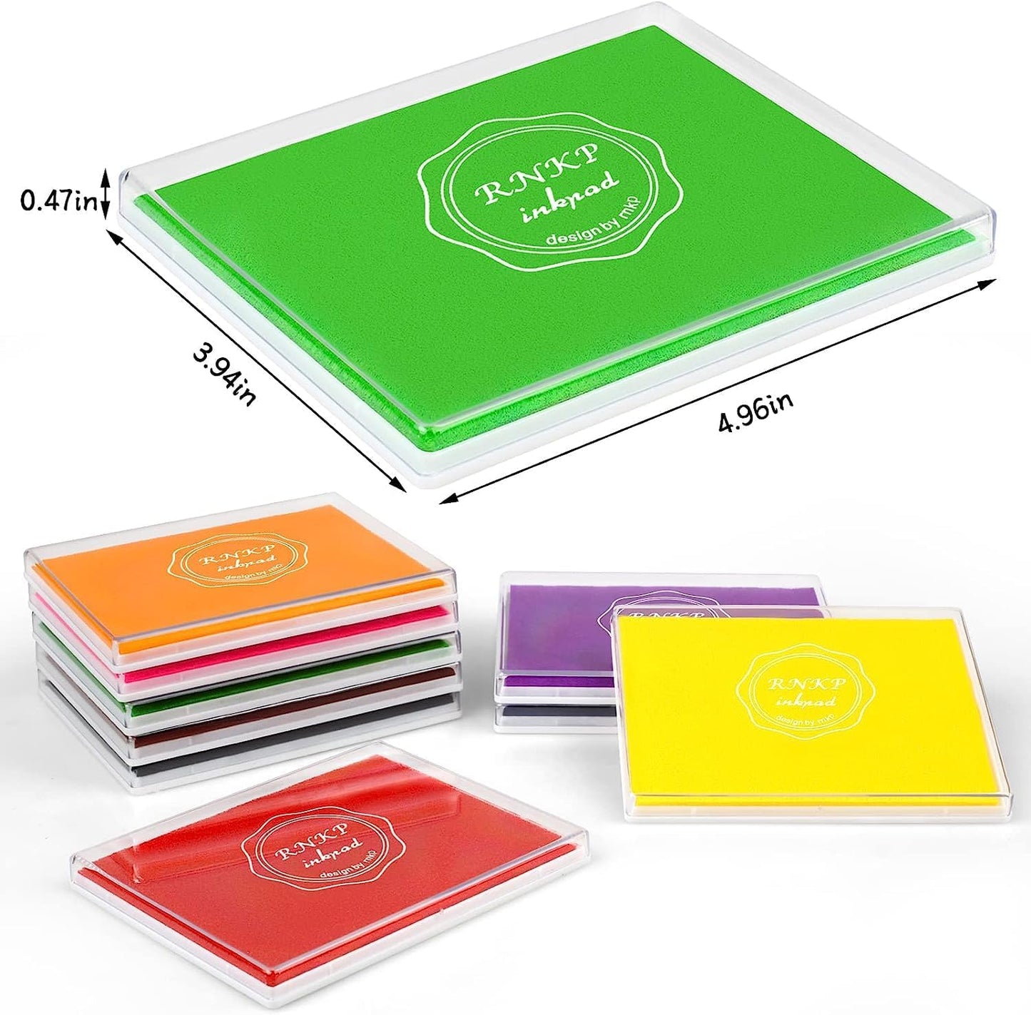 MOYBMG Large Green Permanent Ink Pad for Rubber Stamps, 5x4 Inch, Kids Non-Toxic Safe Ink Pad, Paper Wood Fabric