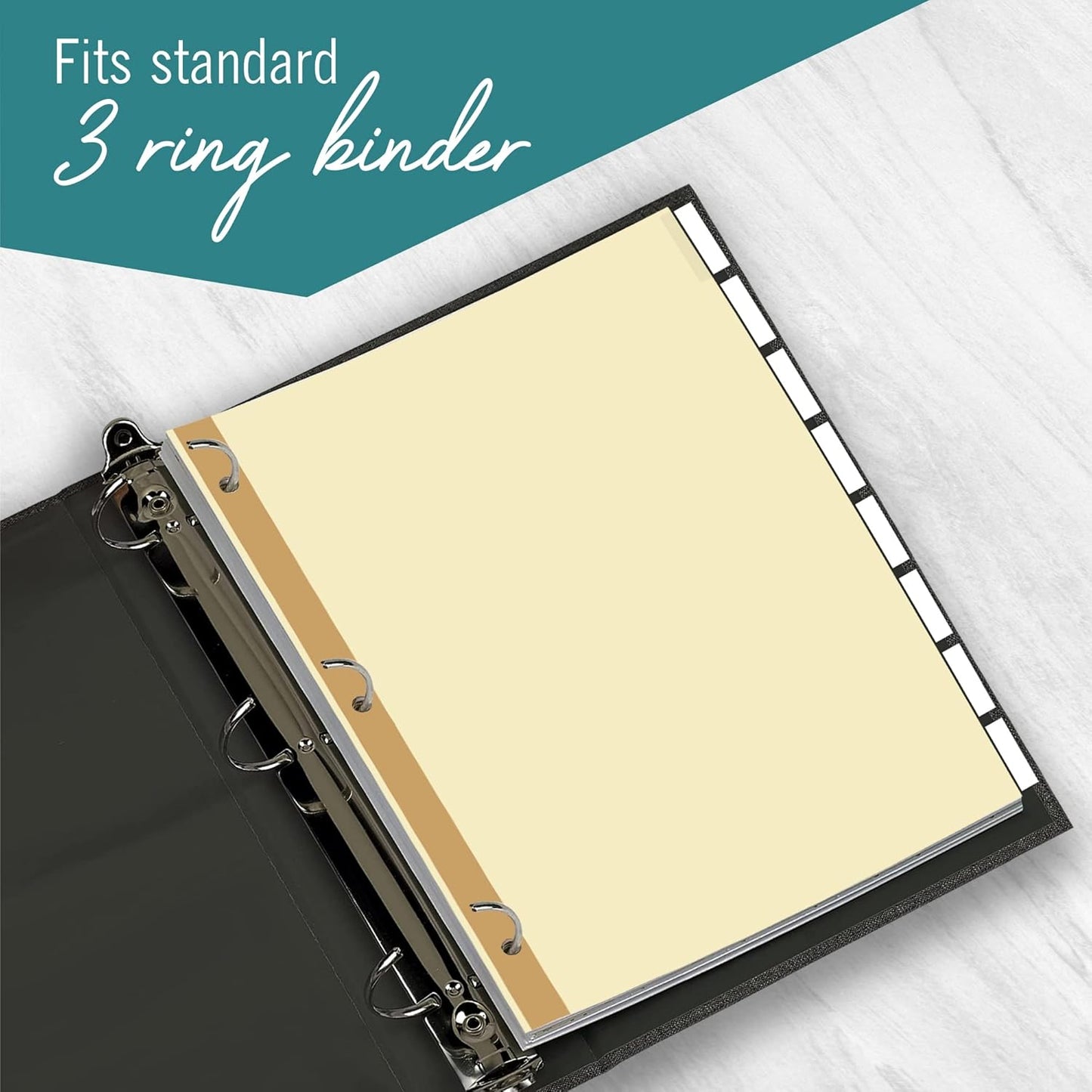 5-Tab Binder Dividers for 3 Ring Binder, Insertable Clear Big Tabs, Letter Size Paper Divider, 8.5 x 11 inch, 3 Sets (15 Dividers Total)