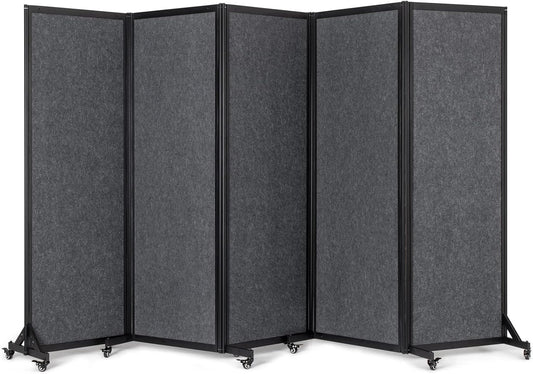 Office Divider,Room Partition, Privacy Partition Separator,Portable Commercial Screen Dividers,Classroom School Dividers,10'6"W x 6'7"H,5 Panel,Grey