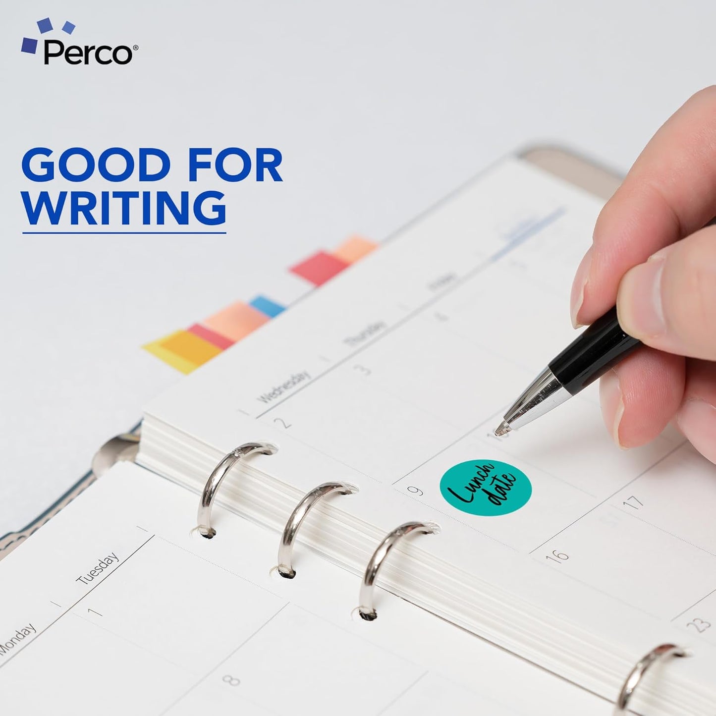 Perco Teal 1-Inch Round Circle Dot Sticker Labels - Multi-Roll Pack (3 Rolls, 1,000 Labels Each) - Permanent Adhesive, Vibrant Colors, Strong Hold - Perforated for Easy Use - Made in USA