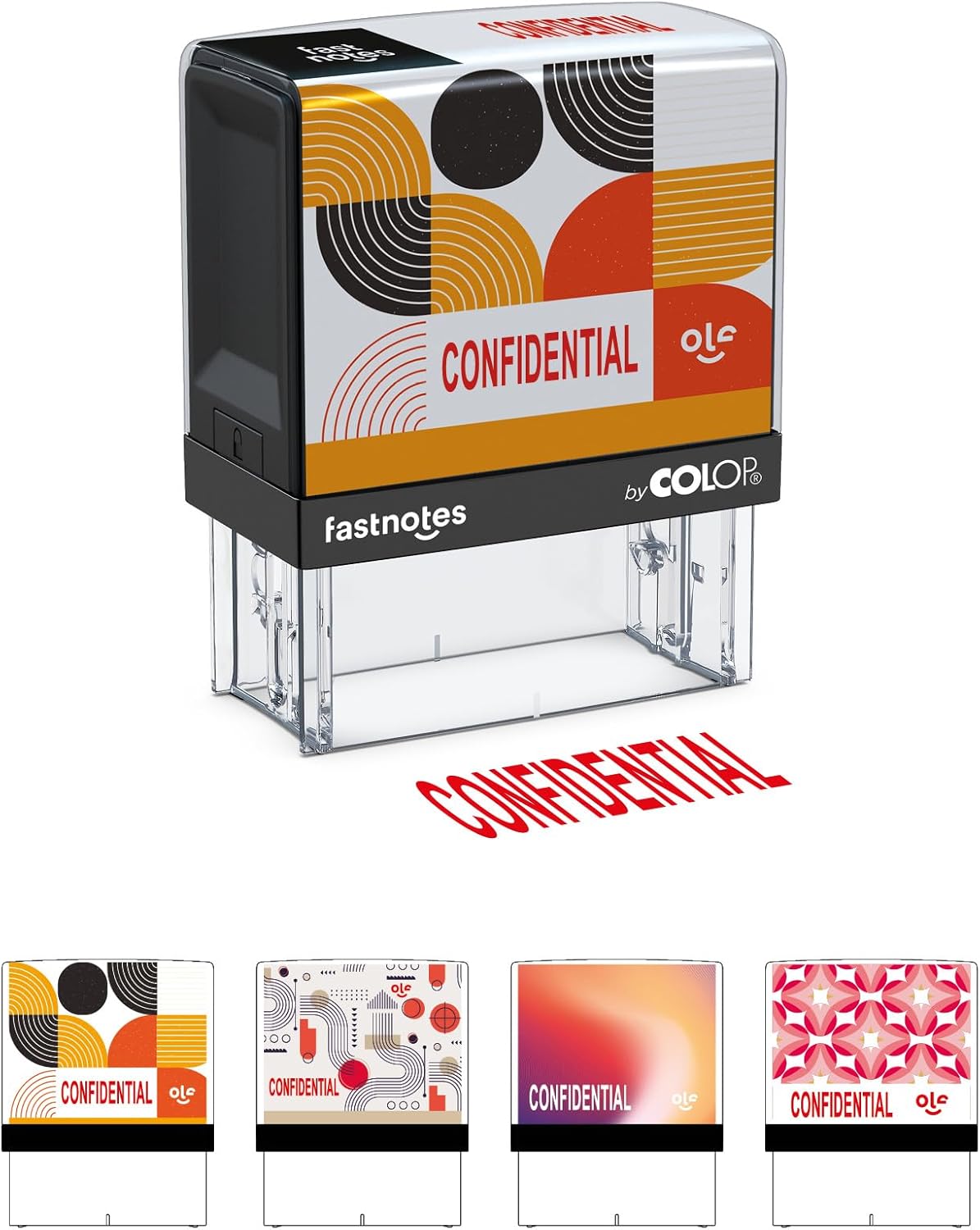 Fastnotes Confidential Self-Inking Rubber Stamp by COLOP - Great for Office Documents, Notary, Warehouse, Accounting Paperwork, Business, and Legal Documentation - Red Ink (Confidential- Red)