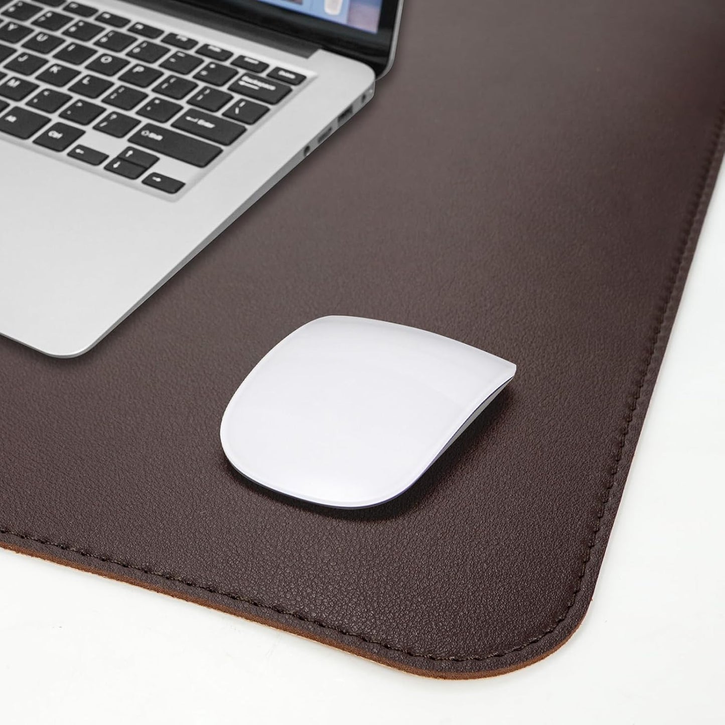 Leather Double-Sided Desk Pad - Large Mouse Pad,Desk mat & Waterproof Blotter for Office & Home (Coffee 23.6in*13in)