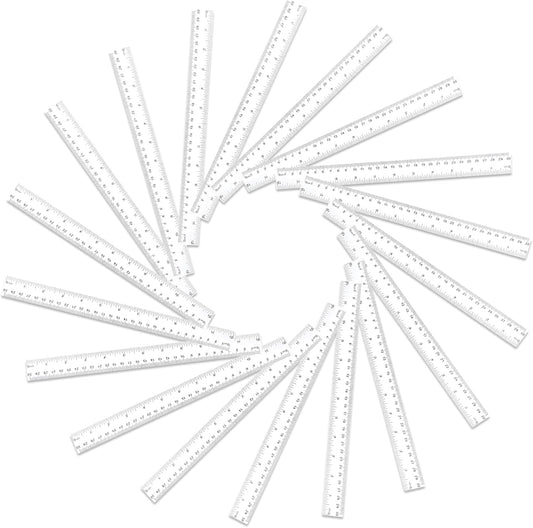 Koogel 40 PCS Plastic Straight Rulers, Plastic Measuring Tool, 12 Inch Shatterproof Clear Ruler Bulk for Classroom with Centimeters and Inches for Student, Kids, School, Office, Home
