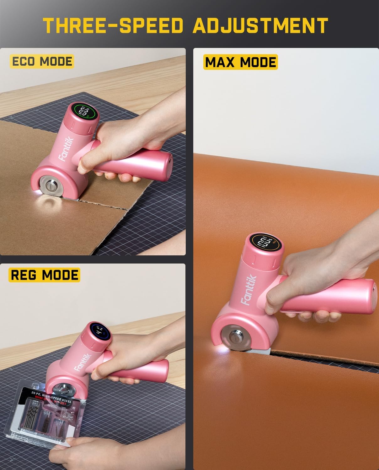 Fanttik C8 Nano Cordless Electric Scissors with LED Display, Rechargeable Cardboard Cutter with 2 Blades, EasySwap Blade Change, LED Light, for Thin Cardboard Carpet Leather - Pink