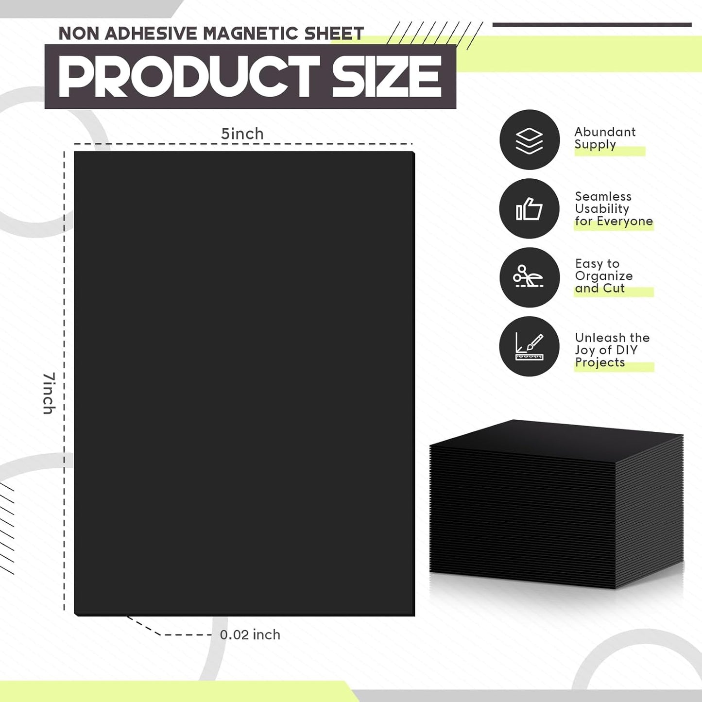 50 Pcs Non Adhesive Magnetic Sheet 5 x 7 Inch for Die Storage Flexible Magnetic Sheets Plain Sheet for Arts and Crafts Scrapbooking DIY Photography, Easy to Cut and Organize