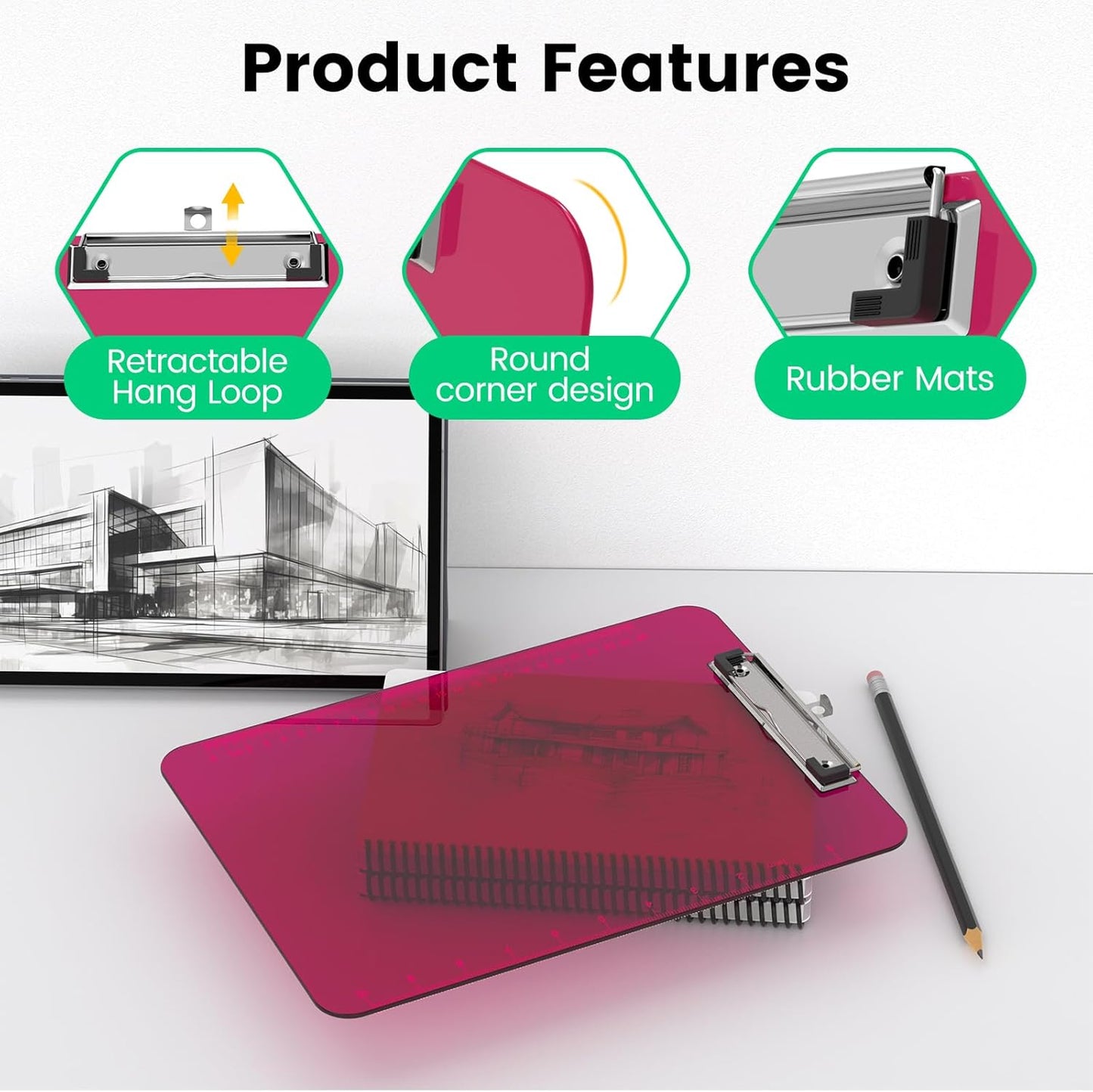 Bulk Clipboards Set of 30, 8.5x11 Plastic Colored Clear Clip Board with Ruler, Suitable for Classroom, Students, Kid, Size 9" x 12.5" with Low Profile Clip, Office & School Supply