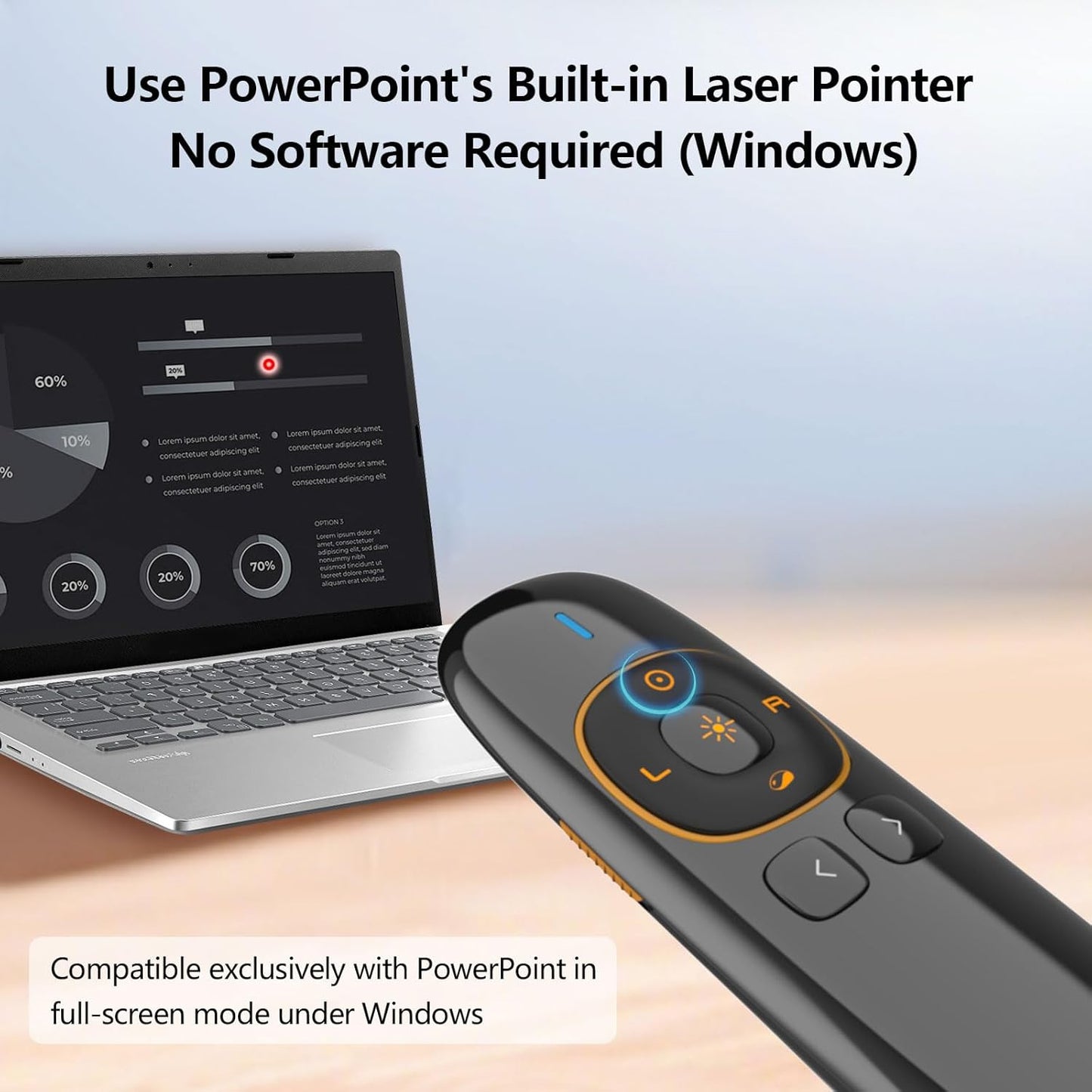 Norwii N86s Ergonomic Wireless Presenter Clicker for LED LCD TV Screen with Digital Pointer, Air Mouse Presentation Clicker for PowerPoint, Presenter clicker with Highlighting Magnify -50M