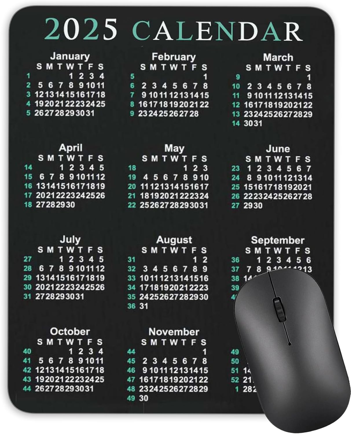 Calendar Mouse pad, 2025 Calendar Vertical Edition Natural Rubber Quality Creative Gaming Mouse Pad Rectangle Mouse Personalized Desk Mouse Pad 9.5 inch x 7.9 inch