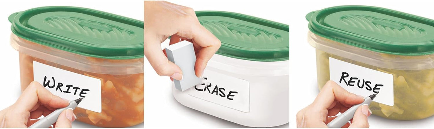 Jokari Erasable Food Storage Labels 2 Pack – 140 Reusable Stickers with Marker and Eraser – Dishwasher Freezer Microwave Safe Adhesive for Plastic, Glass, and Food Containers