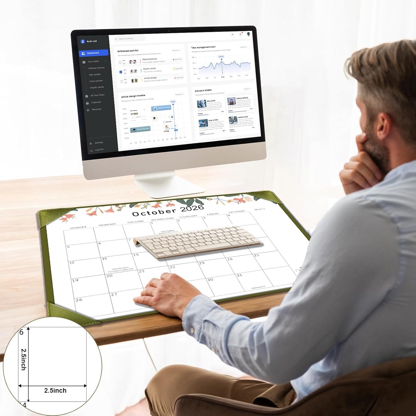Gannyfer Desk Calendar 2025-2026, Large 2026 Calendar 22" x 17", July 2025-Dec 2026, 18 Monthly Teacher Desk Calendar 2026 with Thick Paper, for Planning and Organizing in School, Office, Home(6 Stickers)