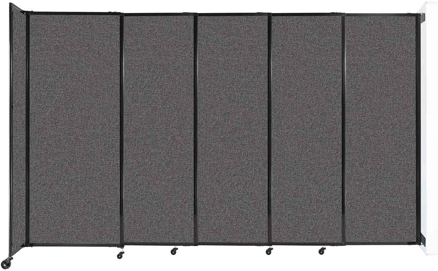 Wall-Mounted Sliding StraightWall Room Divider | Adjustable Widths | Locking Wheels | Room Separator | Up to 11'3" Wide x 6'10" Tall Charcoal Gray Fabric Panels