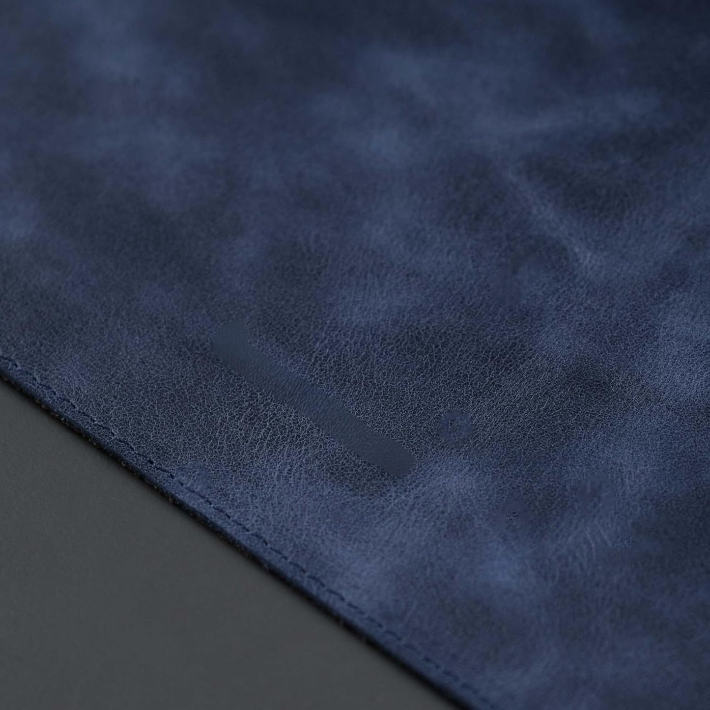 Jersey Genuine Calfskin Leather Desk Pad, Office Desk Mat with Non-Slip Bottom, Smooth Surface for Mouse & Keyboard, Desk Protector (14.6x31.5 inches) (Navy)