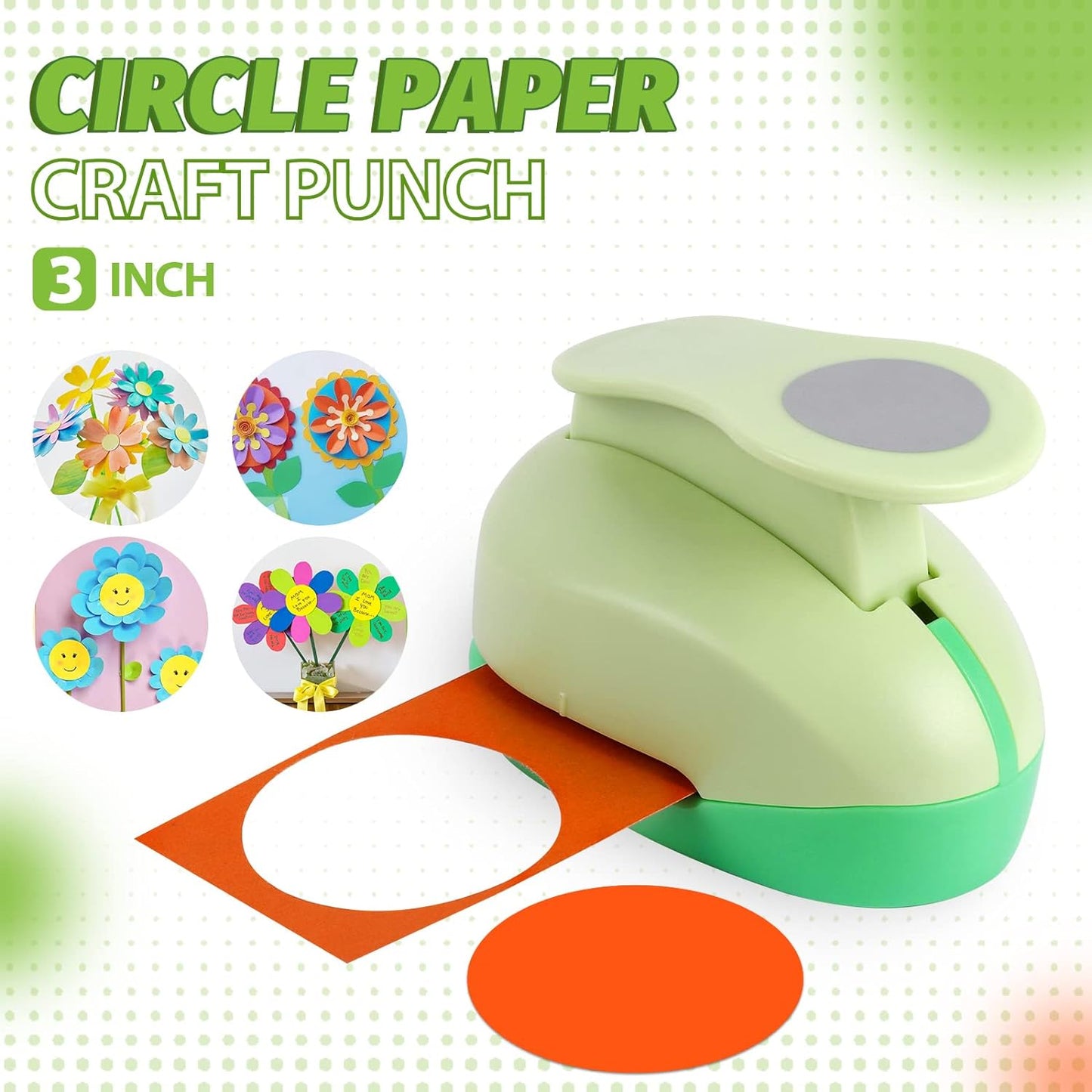 UCEC Paper Punch, 3 Inch Circle Punch Large Hole Puncher Paper Circles Craft Puncher Handmade Paper Punches for Crafting Scrapbooking Cards Arts Fun Projects Back to School Supplies