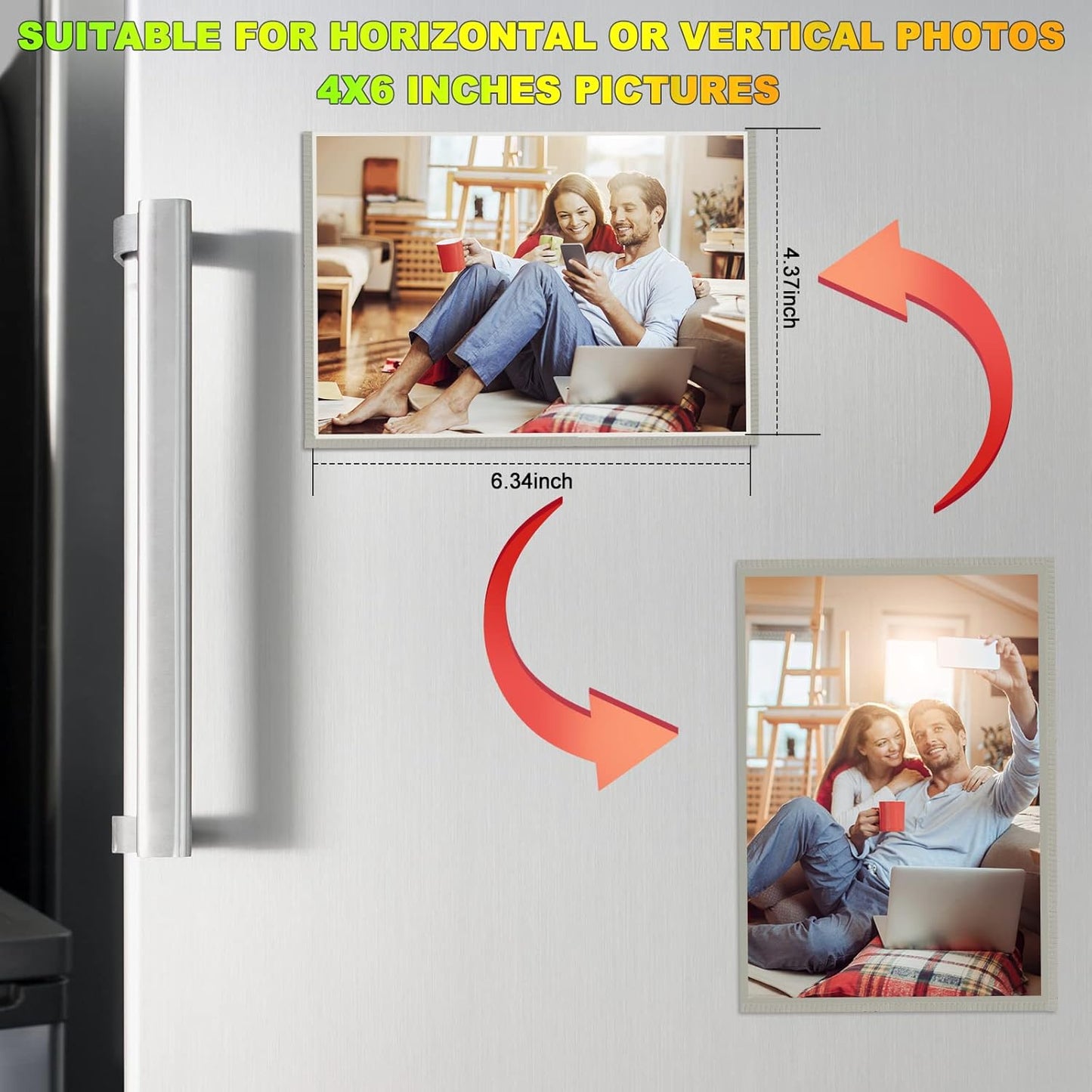 Sliver-Grey Magnetic Picture Frame 4X6 for Refrigerator 10 Pack,Photo Magnets Sleeves