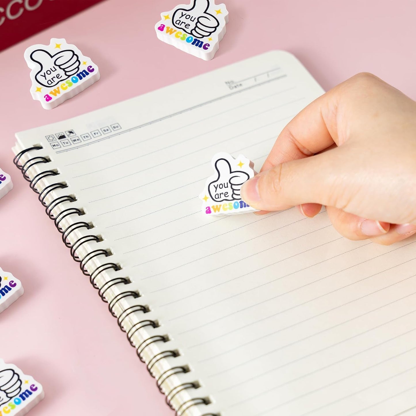 ANGOLIO 60Pcs Back to School Eraser You are Awesome Mini Inspirational Erasers Classroom Stationery for First Day of School Party Favors Student Prize Homework Rewards Gift Filling