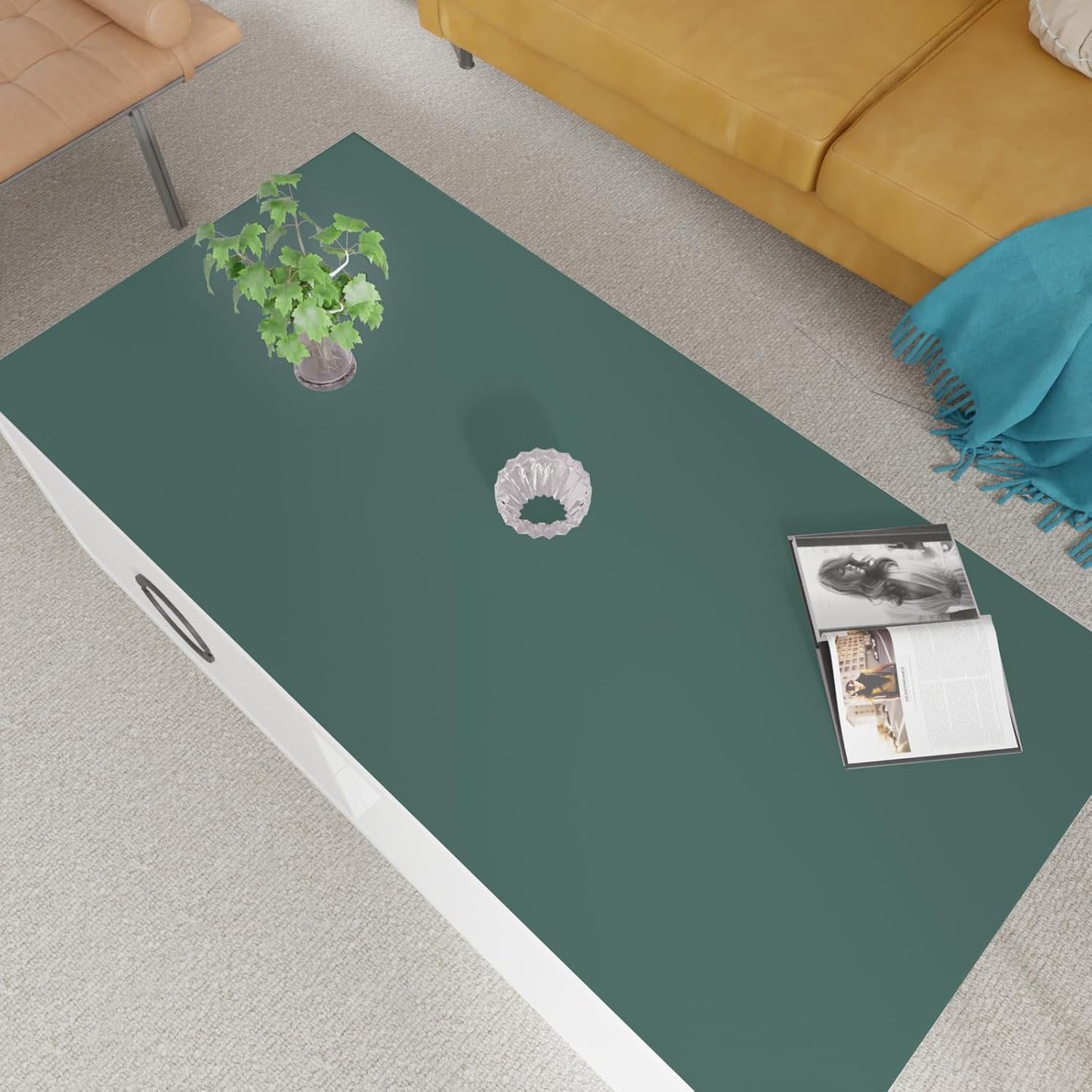 Leather Table Cover,1.8mm Thick,24x60 Inch Desk Cover,Large Desk Mat,Table Protector,Table Cover Protector,Desk Protector,Table Pad,(Aqua Blue+Gray,24x60)