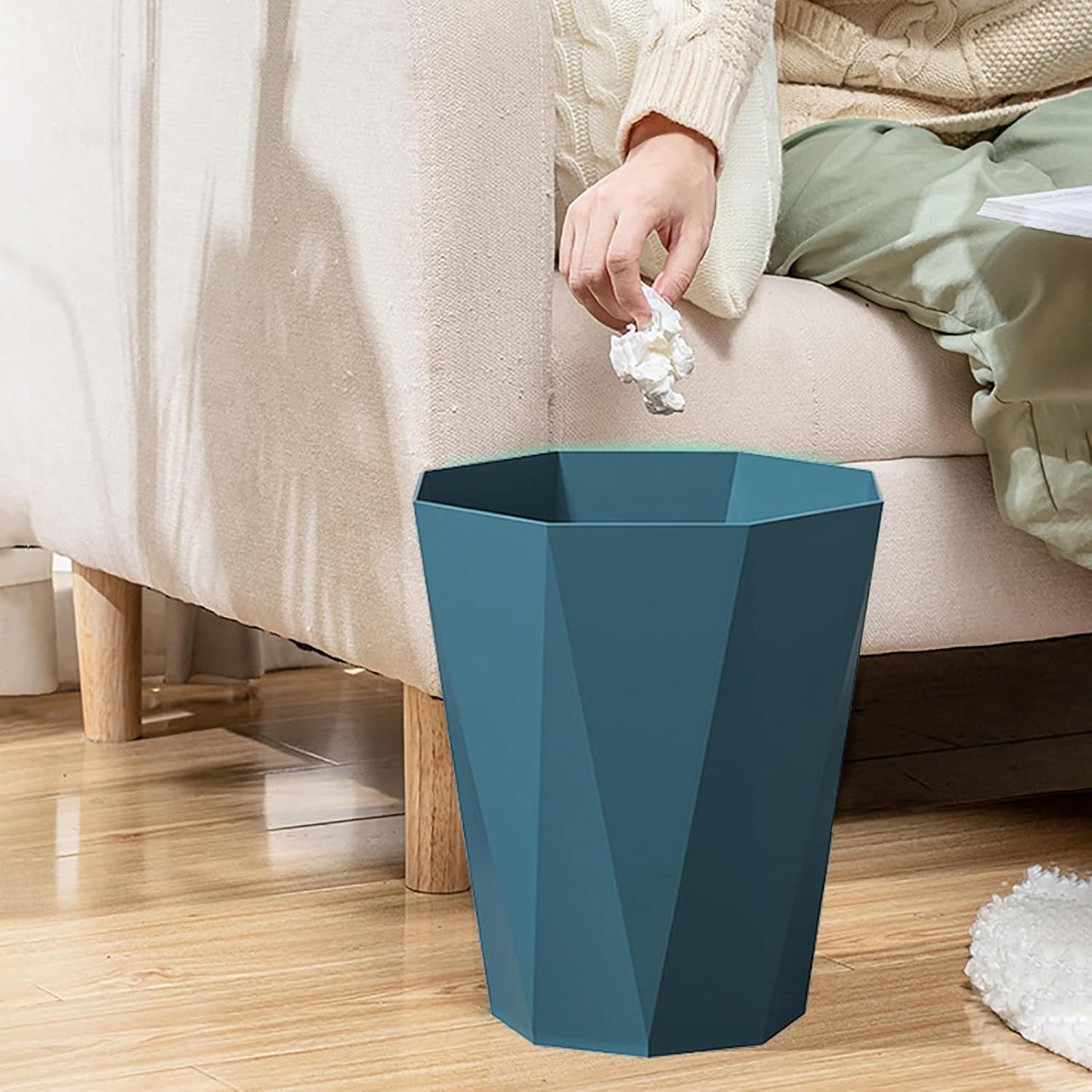 Small Trash Can 2 Pack Bathroom Garbage Can 2.6 Gallon Waste Basket for Dorms Bedrooms Offices, Blue