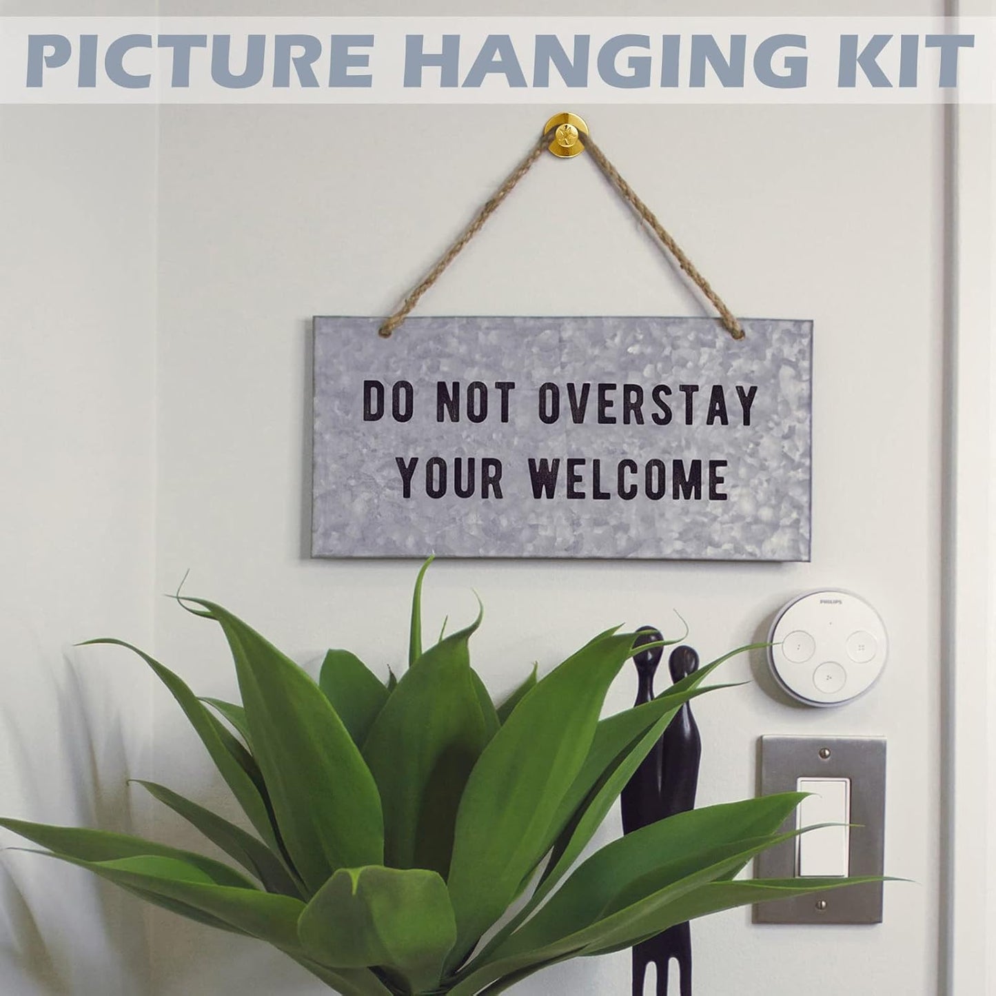 Zhengmy 40 Pcs Double Headed Picture Hangers Nails 4 Size Long Thumb Tacks Wall Nails for Hanging Pictures Decorative Push Pins Hooks for Drywall Photo Office Home Decor, 20/30/ 40/ 50lb(Gold)