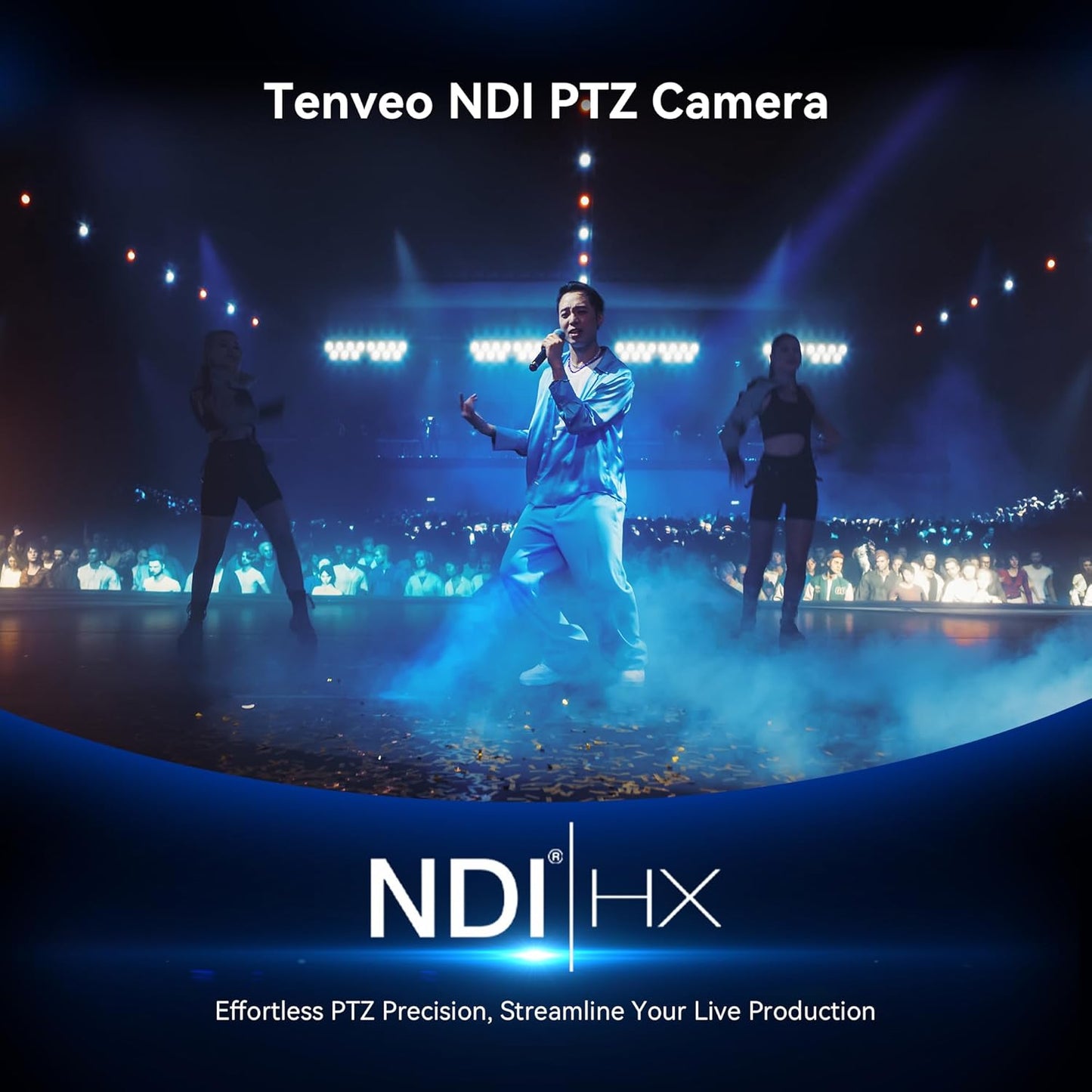 Tenveo NDI PTZ Camera AI Humanoid & Face Auto-Tracking, HDMI/LAN/USB3.0 PoE PTZ Camera 20X Optical Zoom IP Live Streaming, FHD 1080P 60FPS, for Church Services Worship Video Conference Live Streaming